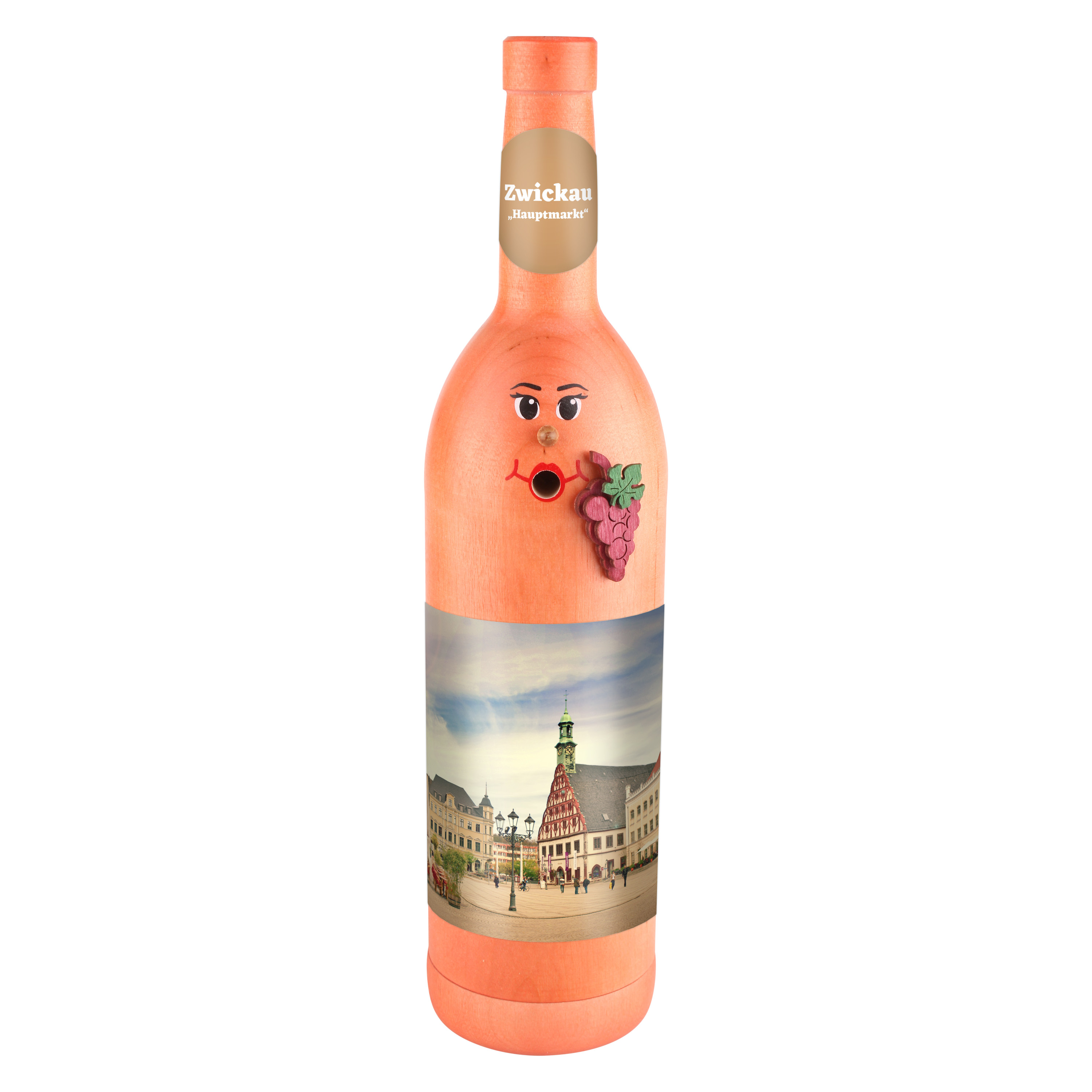Räucherflasche Räucherfigur Rauchfigur Räuchermännchen Wein Wackerbarth 0,7 rose - "Zwickau Hauptmarkt" 