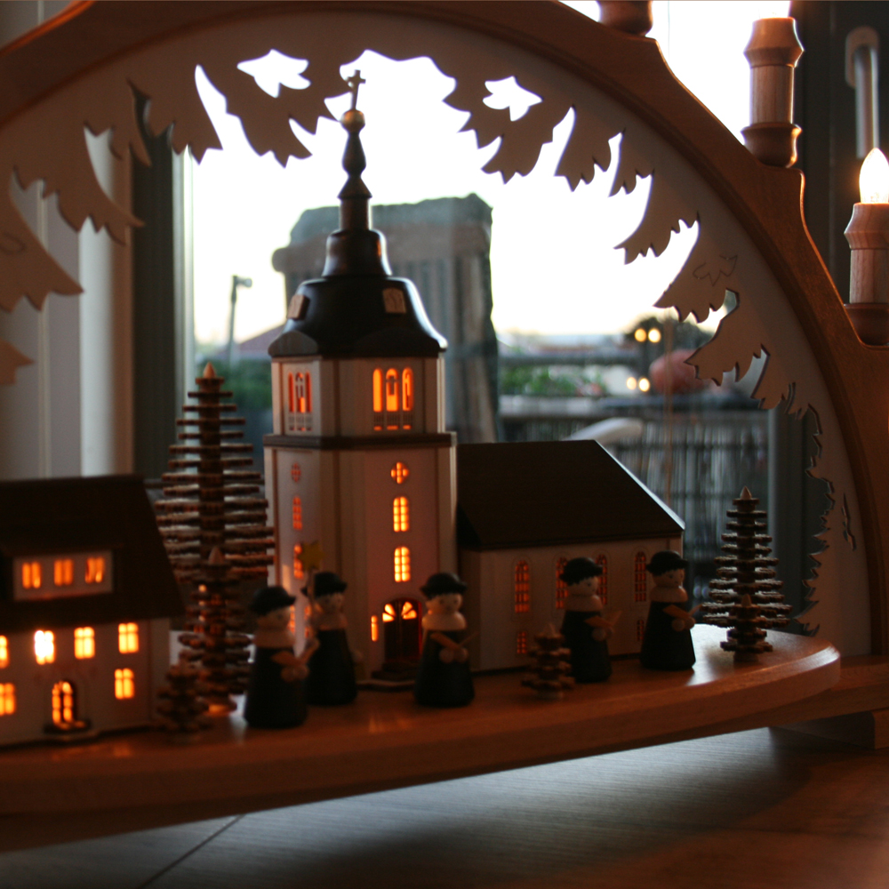 3D Schwibbogen "Dorfkirche" hell