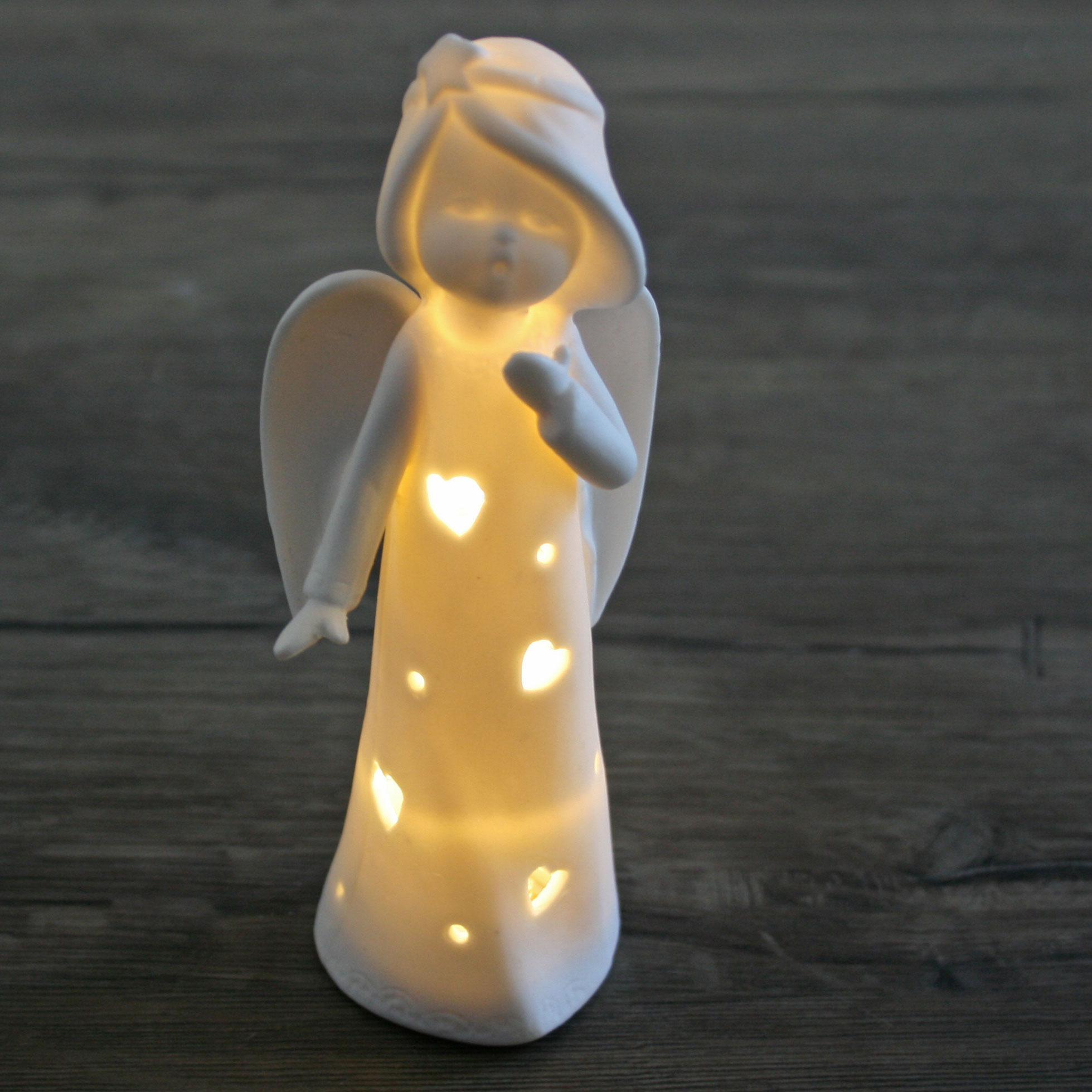 LED Porzellanengel Engel mit Herzkleid (in verschiedenen Modellen ...