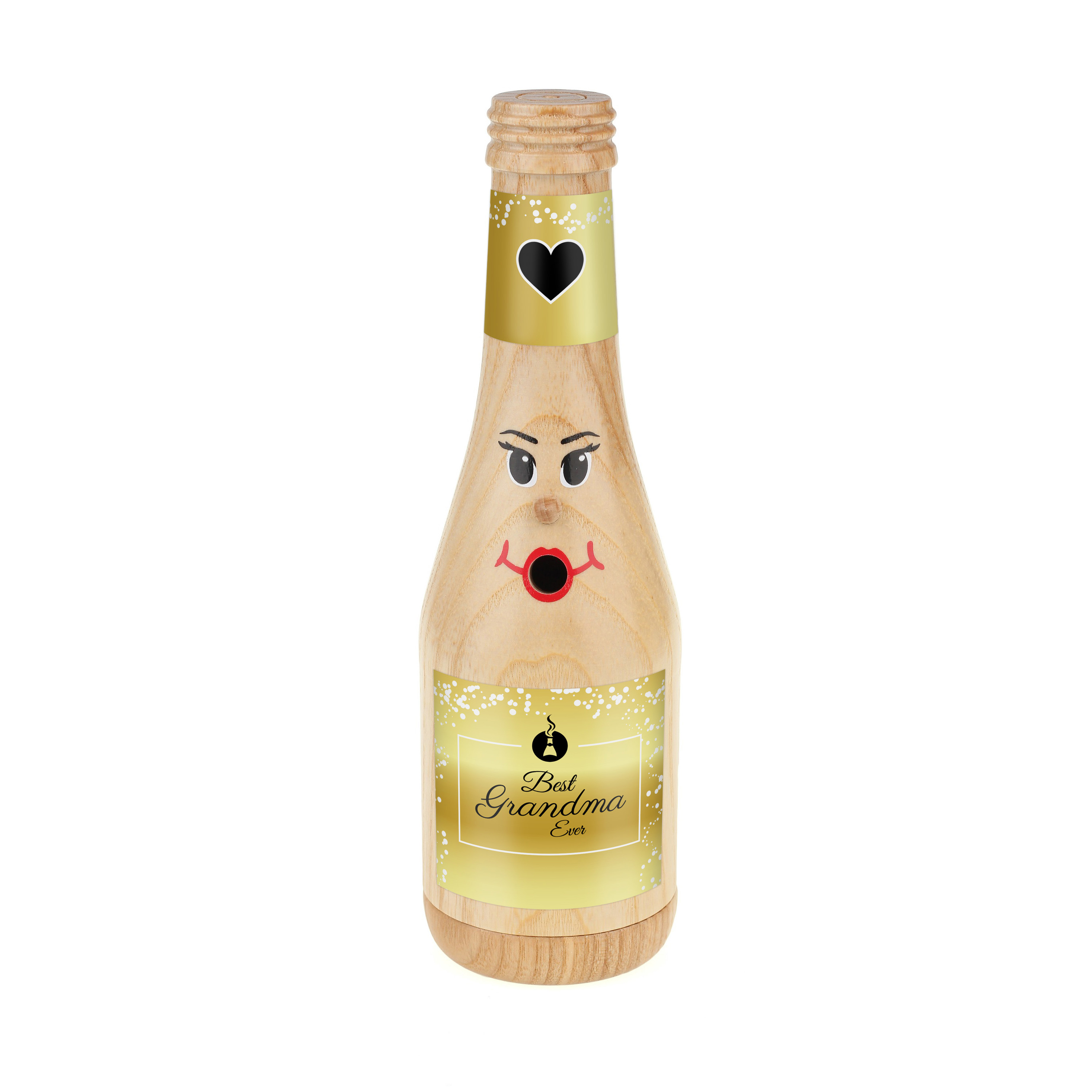 Räucherflasche Räucherfigur Rauchfigur Räuchermännchen Sekt 0,2 natur - "Best Grandma ever"