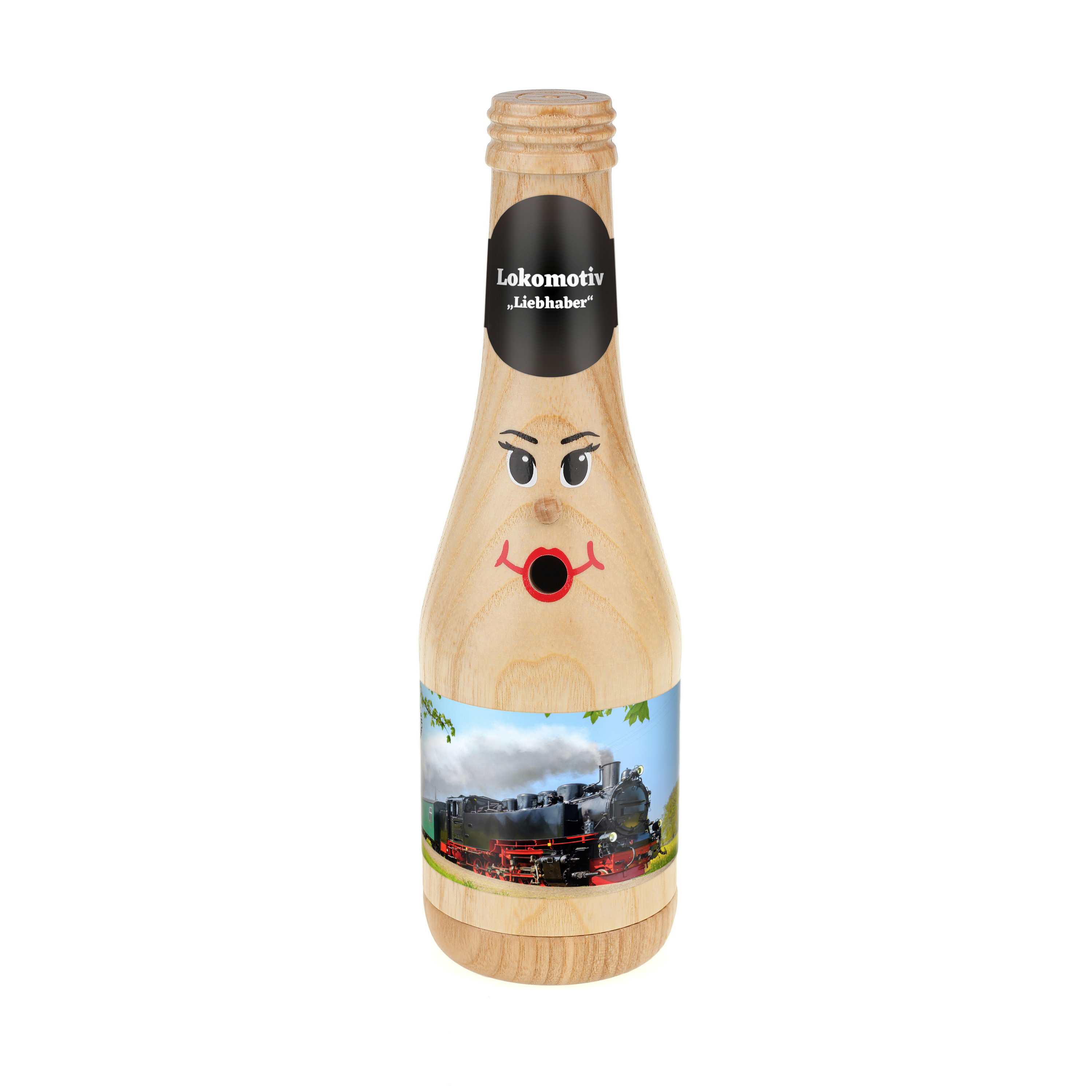 Räucherflasche Räucherfigur Rauchfigur Räuchermännchen Sekt 0,2 natur - "Lokomotive Liebhaber" 