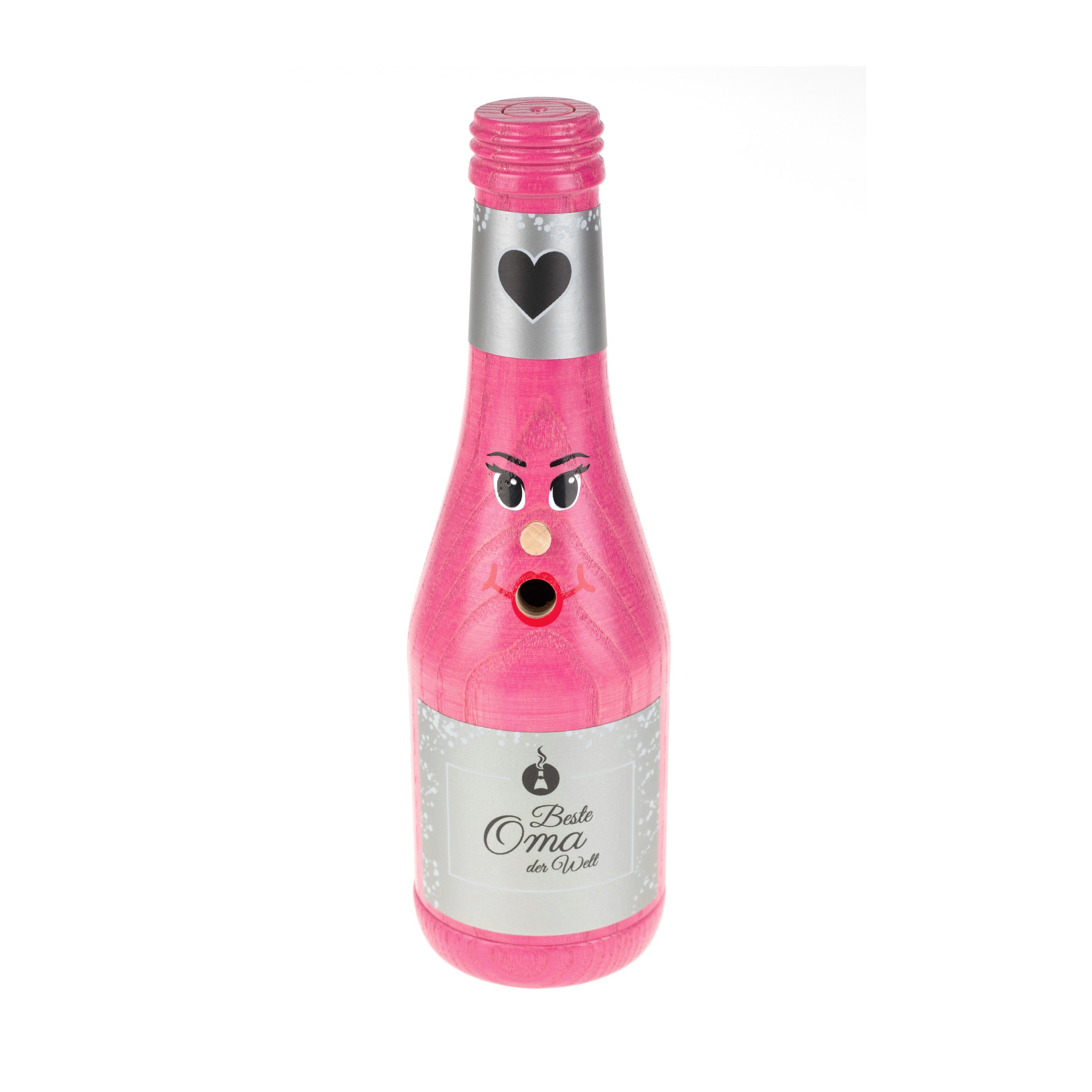 Räucherflasche Räucherfigur Rauchfigur Räuchermännchen Sekt 0,2 pink - "Beste Oma"