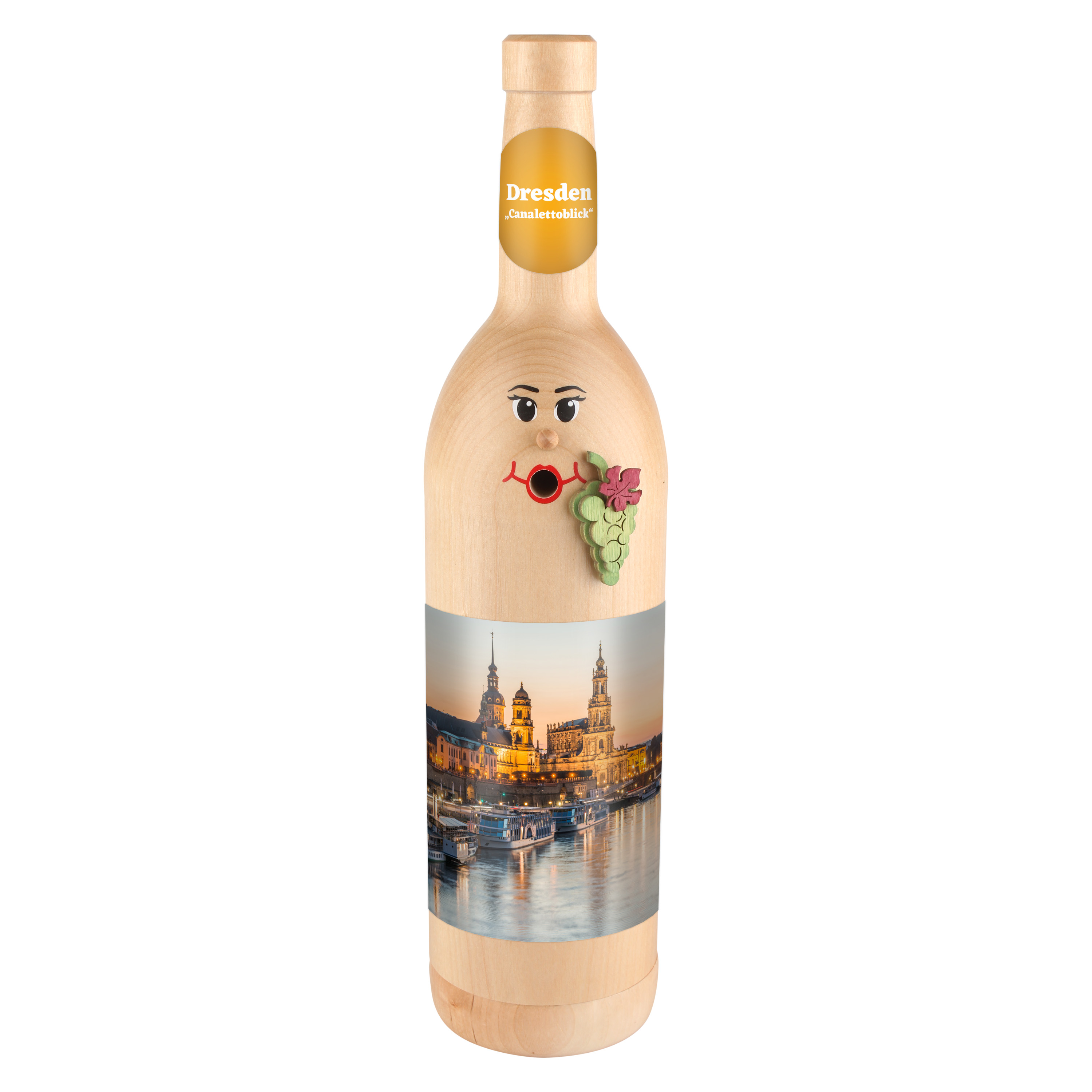 Räucherflasche Räucherfigur Rauchfigur Räuchermännchen Wein Wackerbarth 0,7 natur - "Dresden Canalettoblick" 