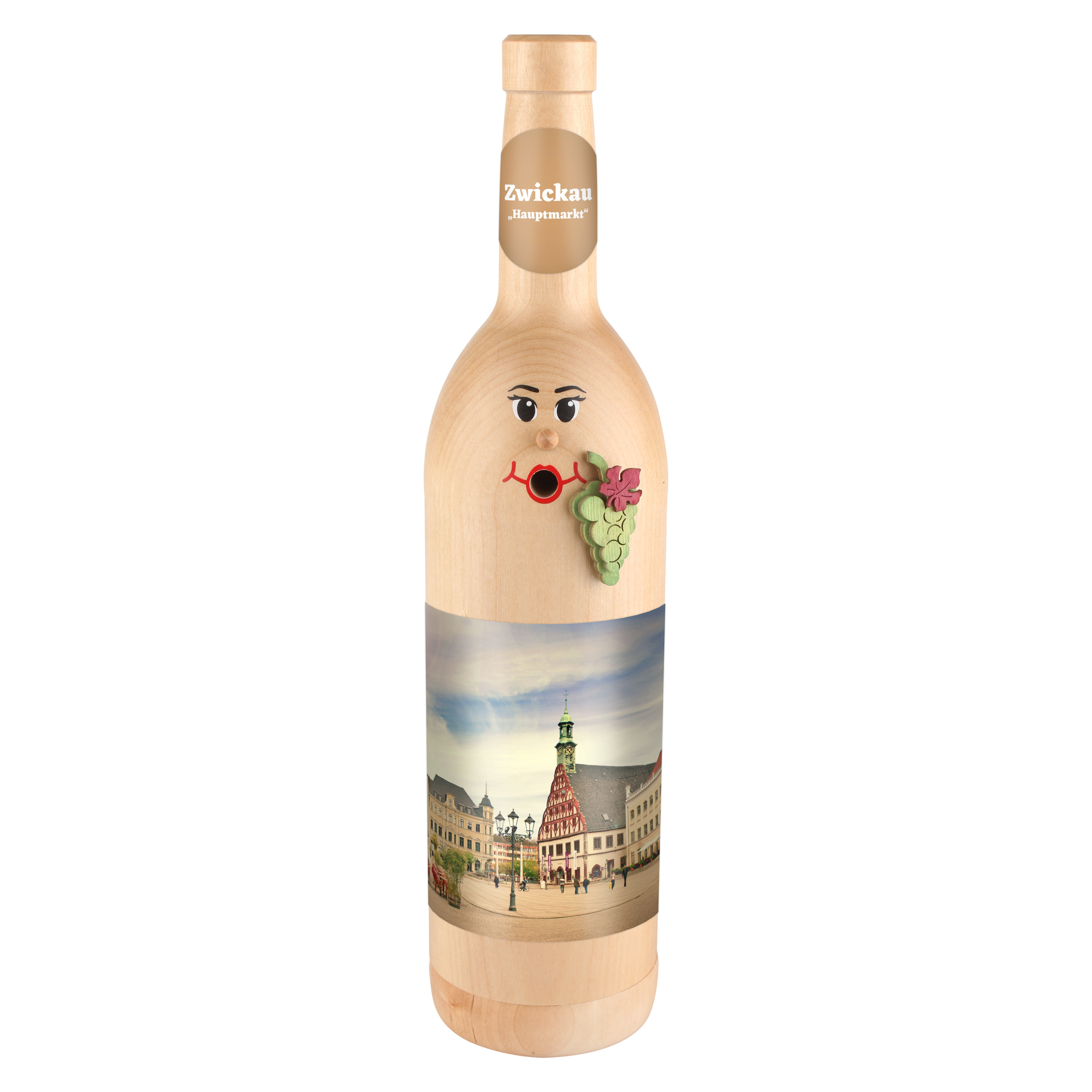Räucherflasche Räucherfigur Rauchfigur Räuchermännchen Wein Wackerbarth 0,7 natur - "Zwickau Hauptmarkt" 