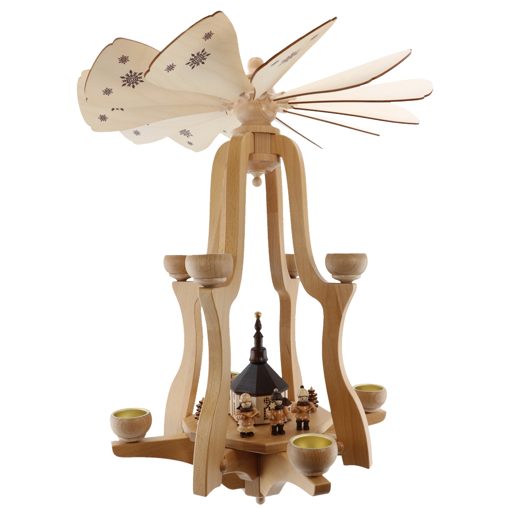 Hängepyramide Weihnachtspyramide Pyramide für Teelichter 8-flammig - Seiffener Kirche + Sternensänger Hängepyramide Weihnachtspyramide Pyramide für Teelichter 8-flammig - Seiffener Kirche + Sternensänger