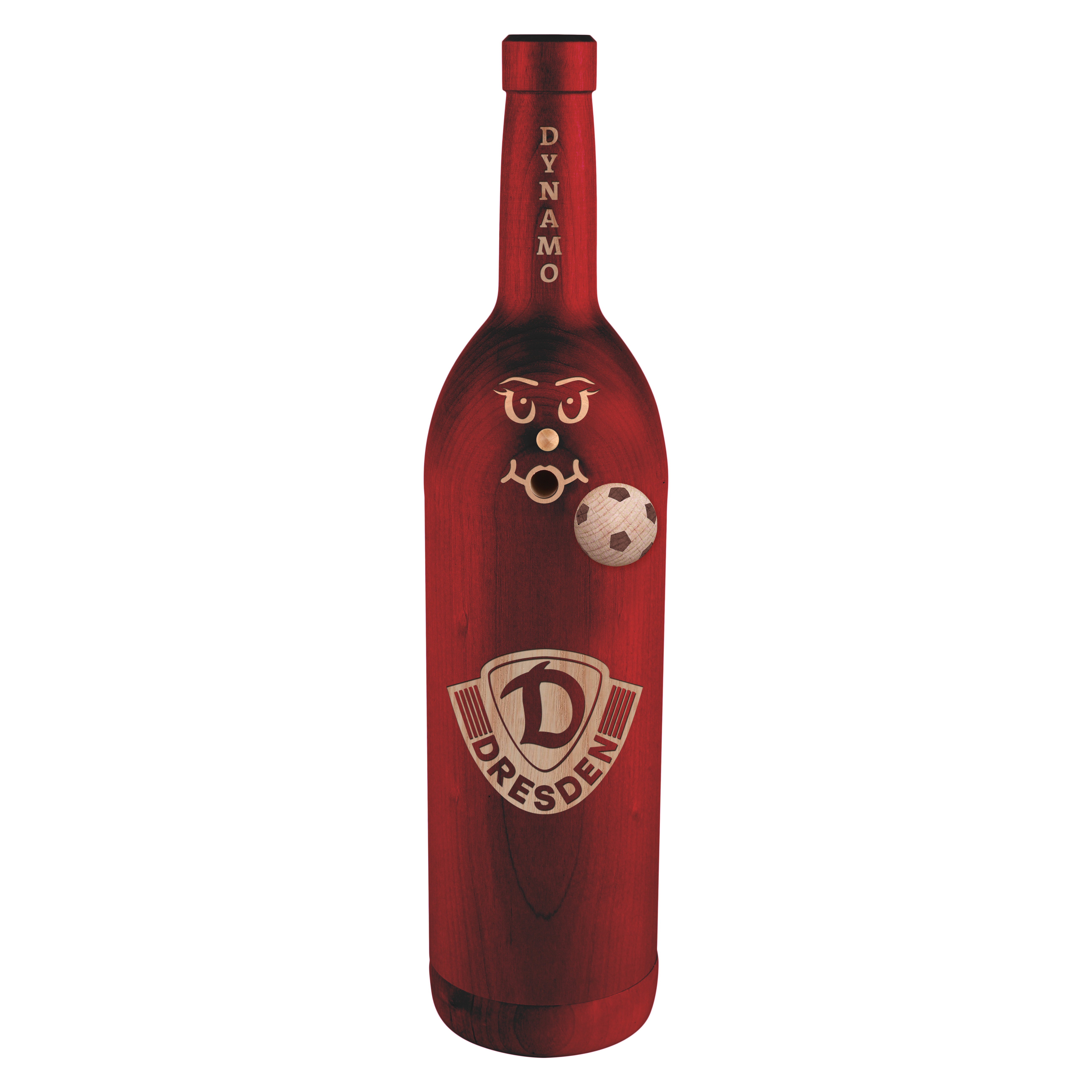 Limitierte Räucherflasche Räucherfigur Rauchfigur Räuchermännchen Wein 0,7 weinrot Dynamo Dresden als Branding