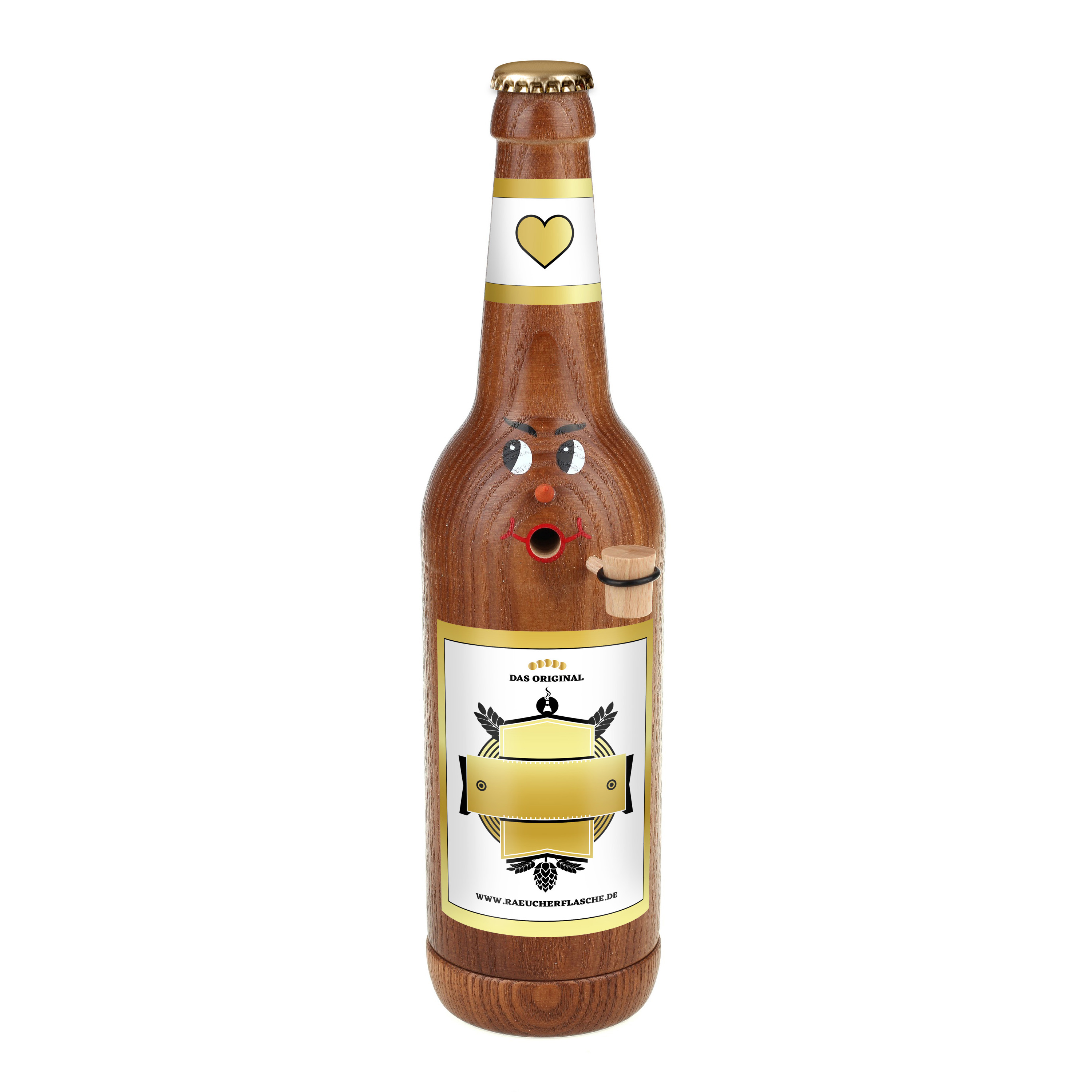 Räucherflasche Räucherfigur Rauchfigur Räuchermännchen Bier Longneck 0,5 braun - "Besten - zur Selbstgestaltung"