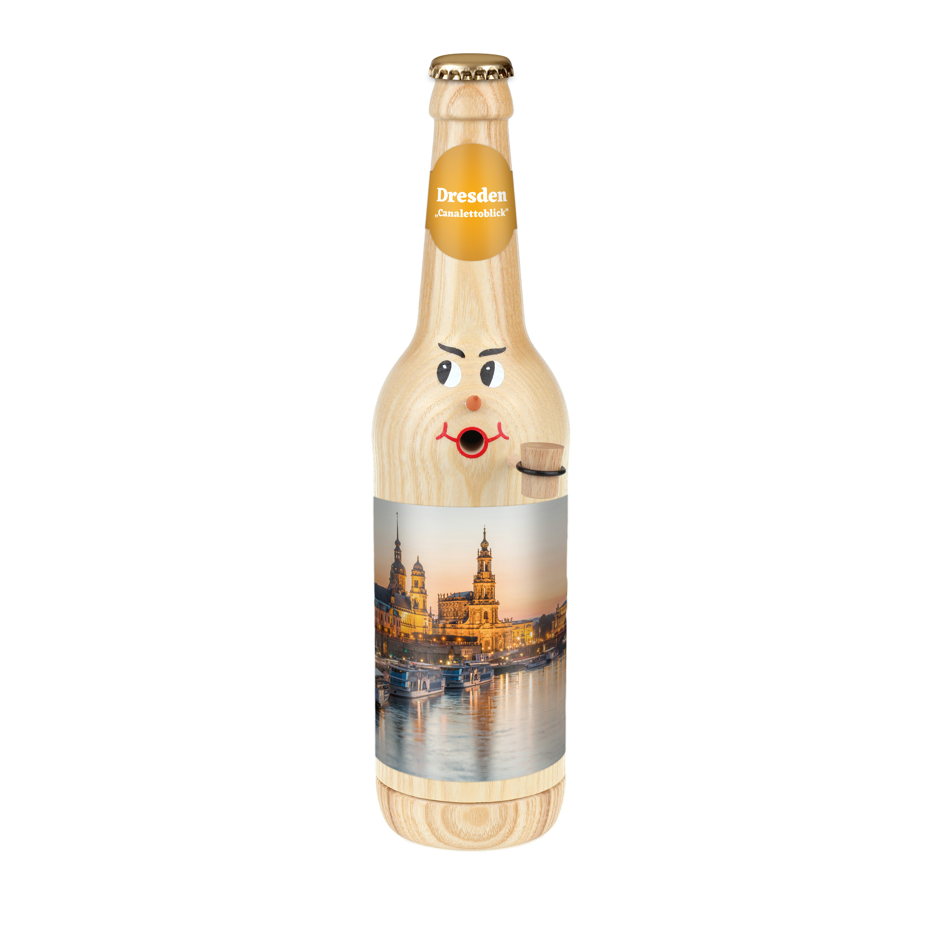 Räucherflasche Bier Longneck 0,5 natur - "Dresden Canalettoblick"
