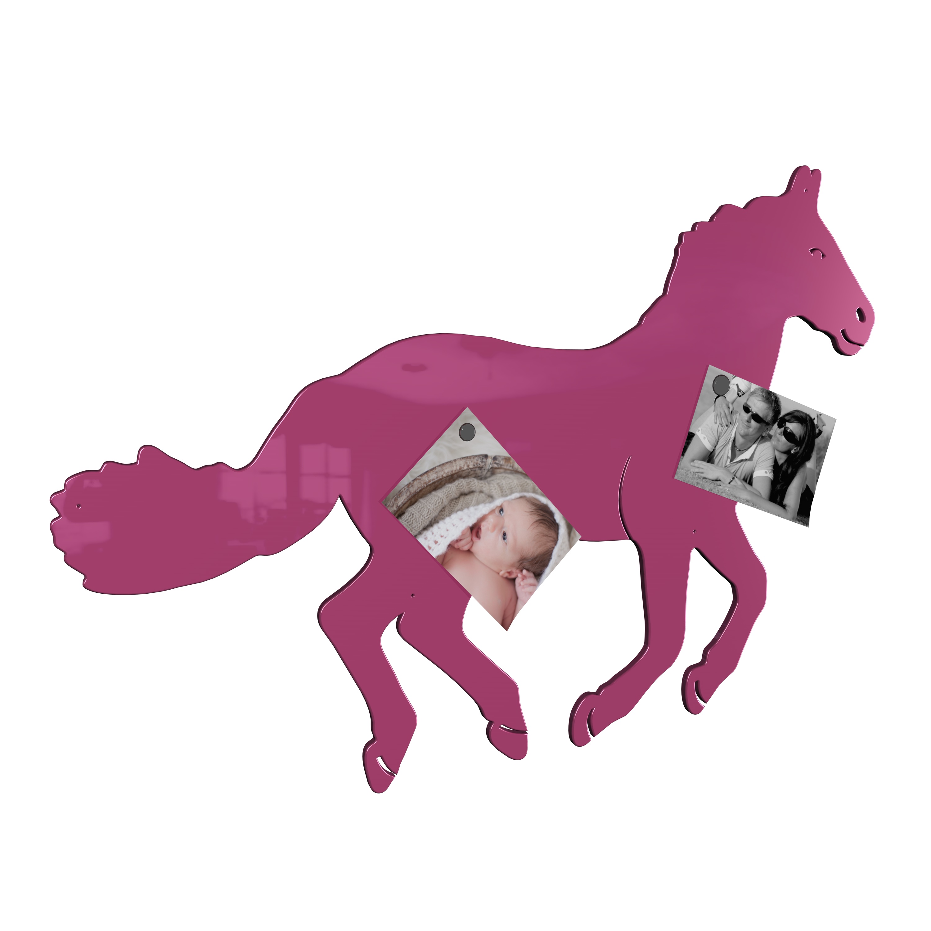Magnetwand Magnettafel Memoboard - Pferd - RAL 4010 telemagenta pink rosa