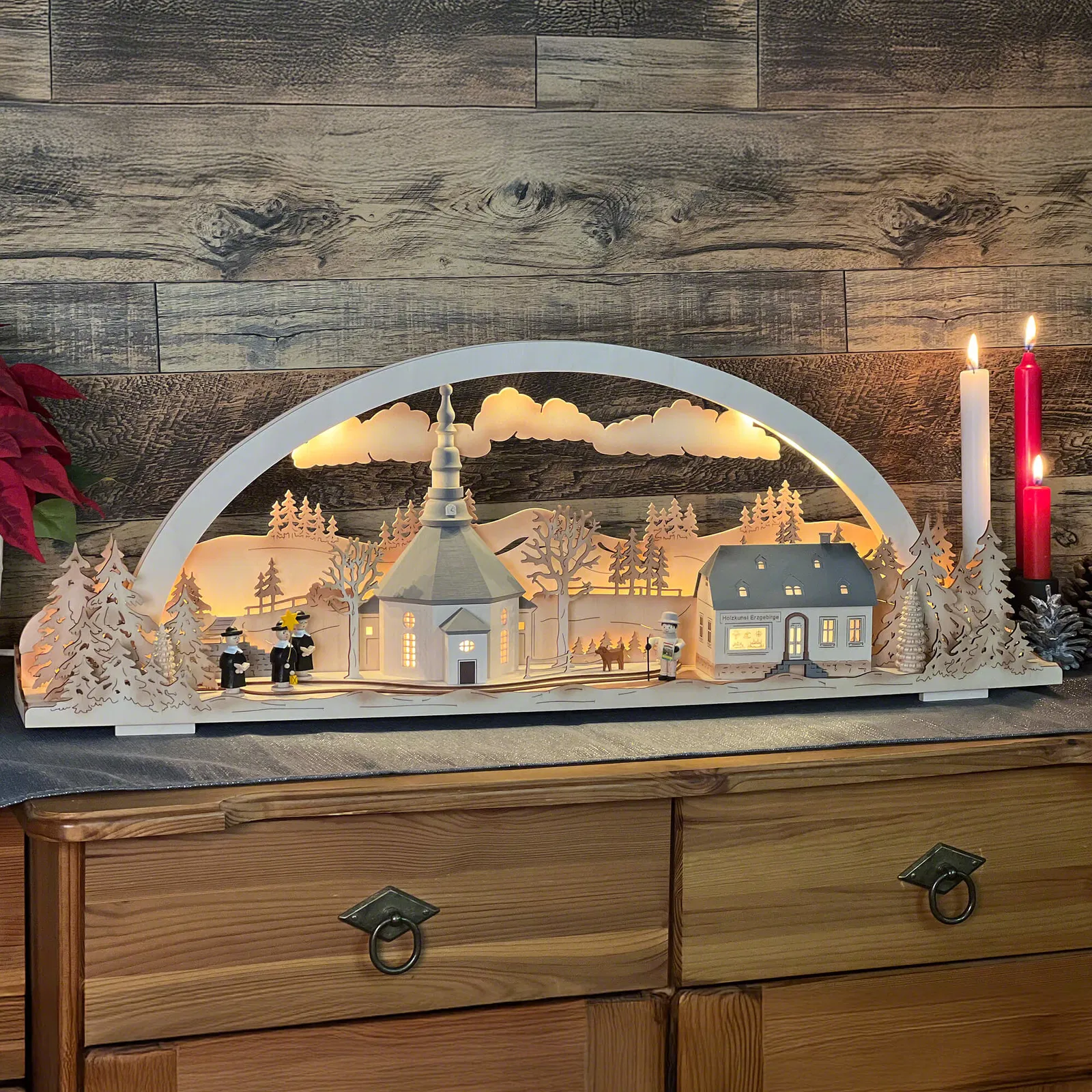 Diorama-Holzleuchter "Seiffen Erzgebirge"