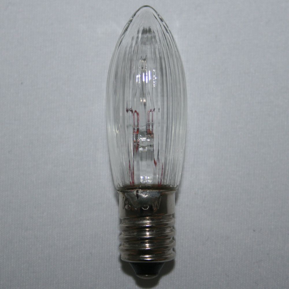 9x Spitzkerze Glühbirne Ersatzbirne Topkerze für Lichterkette / Schwibbögen / Lichterbogen - 18V / 3W E10 voll geriffelt Indoor