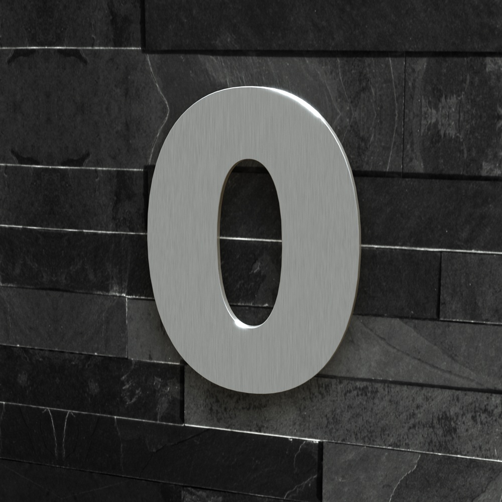 Hausnummer Modern - "0" - 15 cm - Edelstahl gebürstet Hausnummer Modern - "0" - 15 cm - Edelstahl gebürstet
