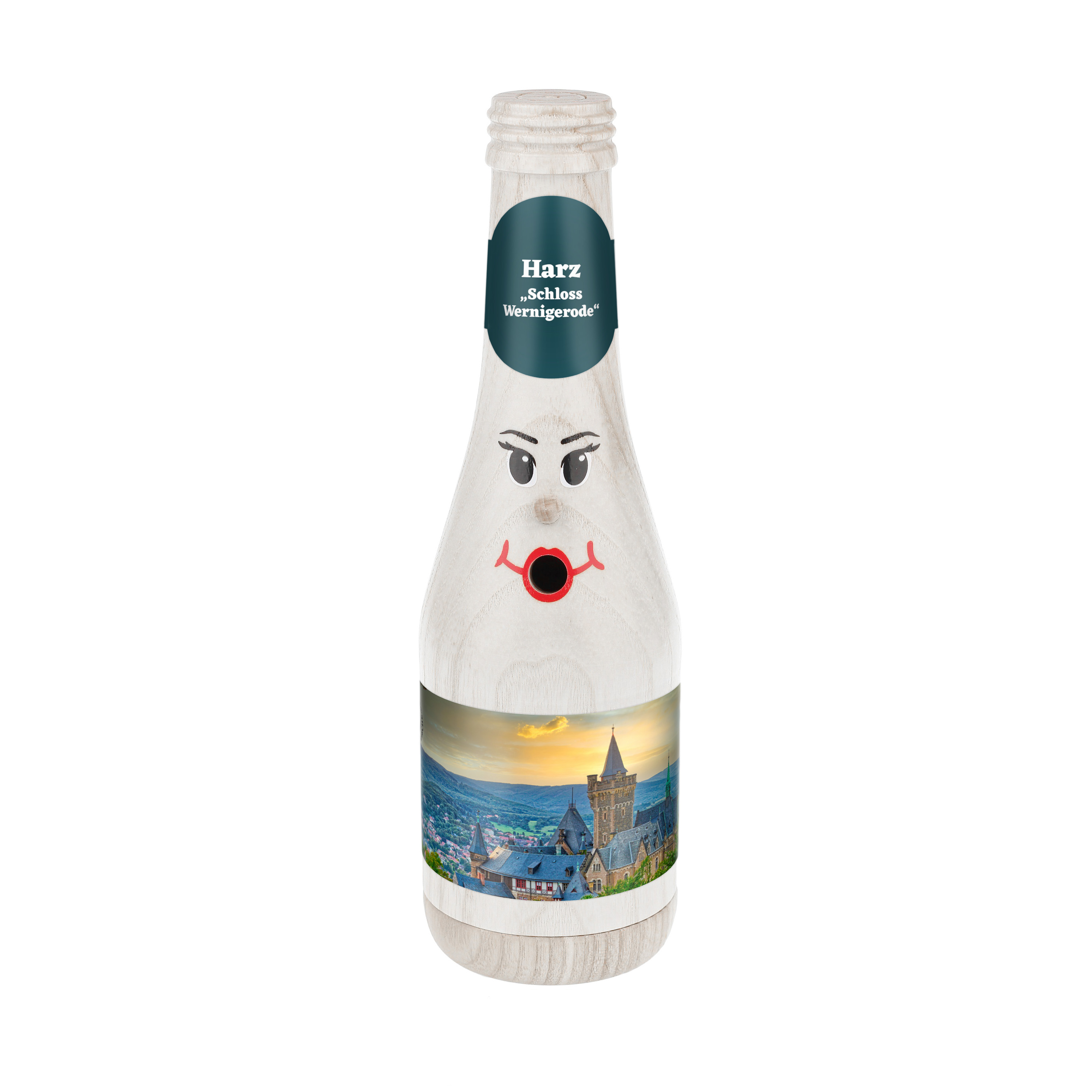 Räucherflasche Räucherfigur Rauchfigur Räuchermännchen Sekt 0,2 weiß - "Harz Schloss Wernigerode" 