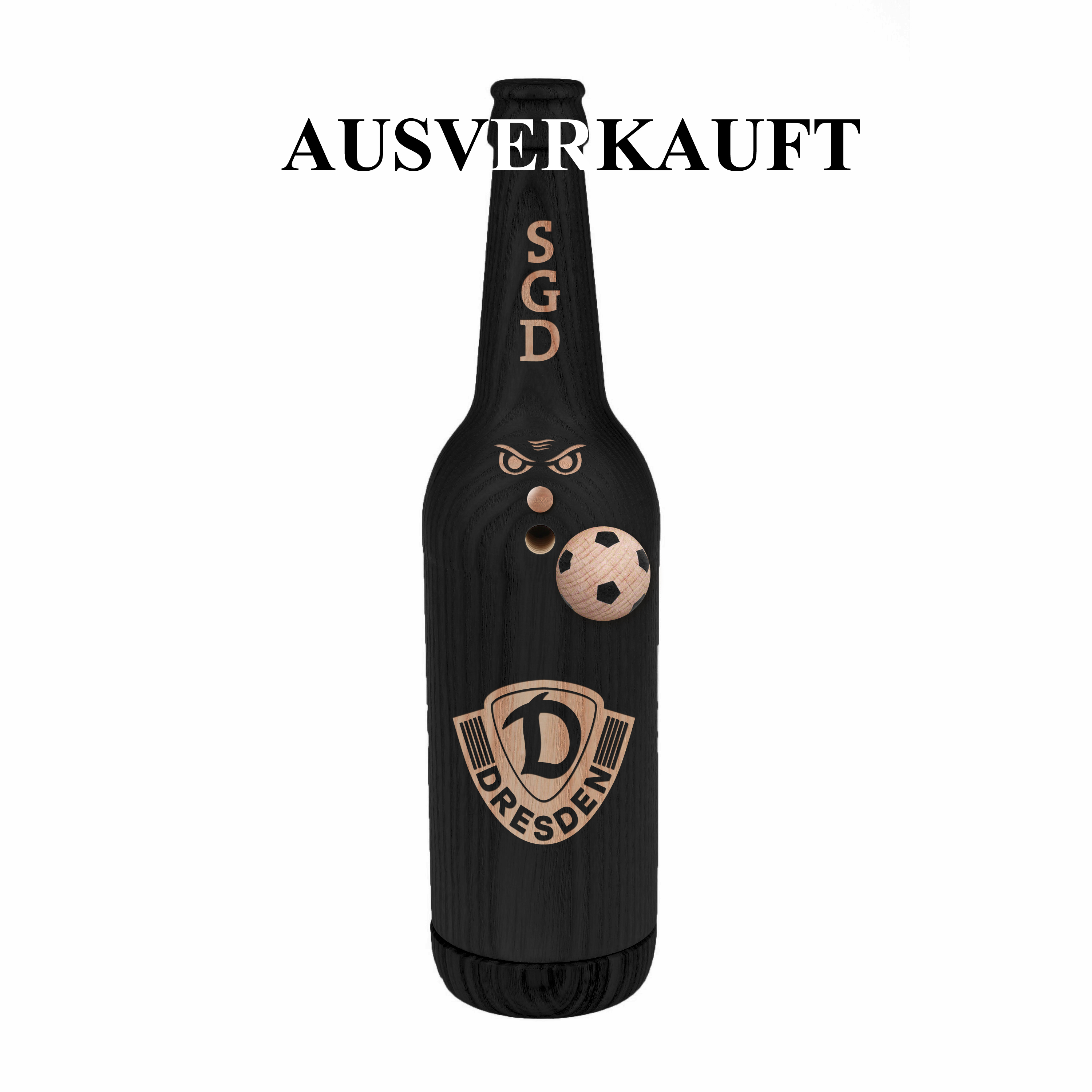 Limitierte Räucherflasche Räucherfigur Rauchfigur Räuchermännchen Bier 0,5 schwarz Dynamo Dresden als Branding