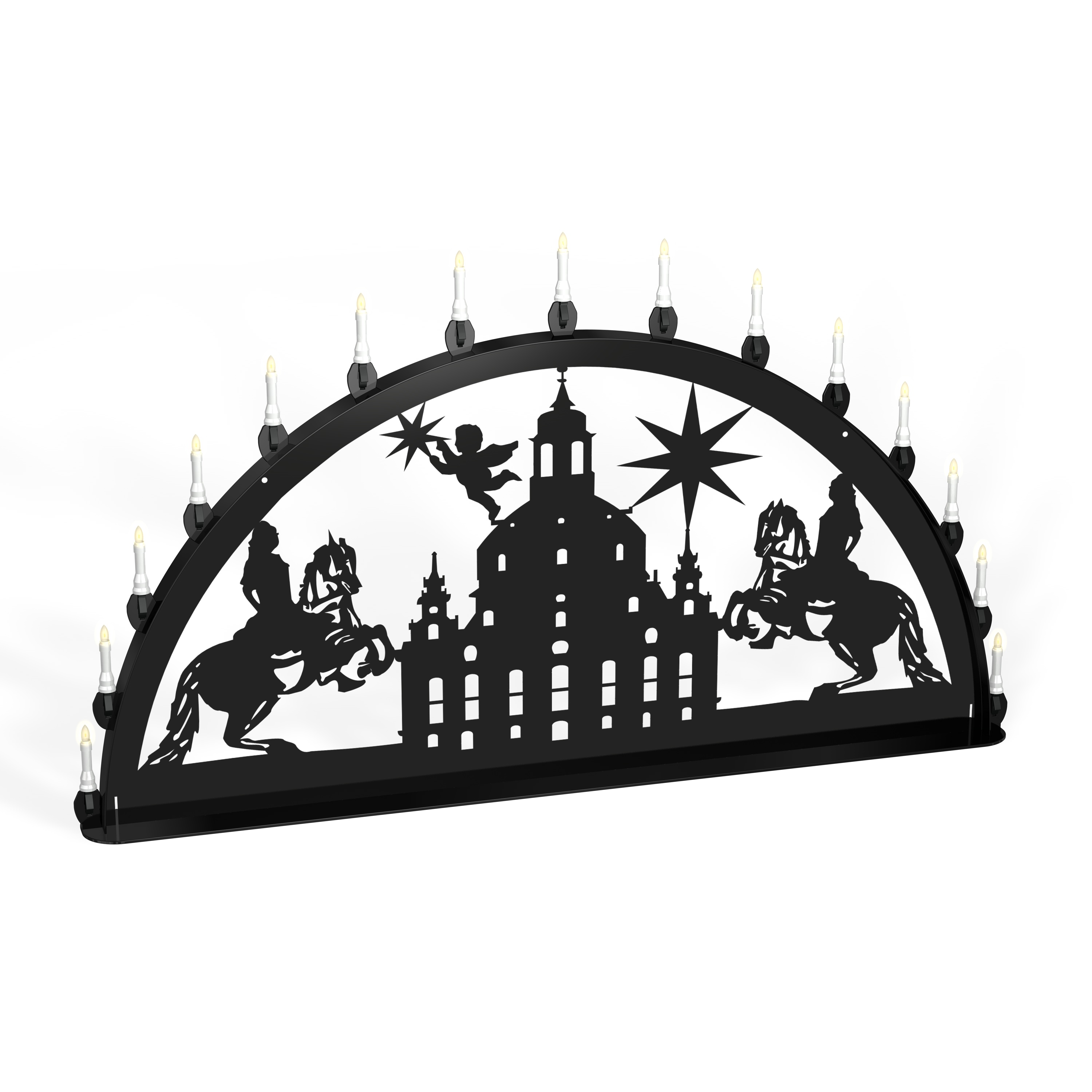 Außenschwibbogen Schwibbogen Lichterbogen Metall - Motiv: Dresden Frauenkirche 1 m tiefschwarz (RAL 9005) glänzend Außenschwibbogen Schwibbogen Lichterbogen Metall - Motiv: Dresden Frauenkirche 1 m tiefschwarz (RAL 9005) glänzend