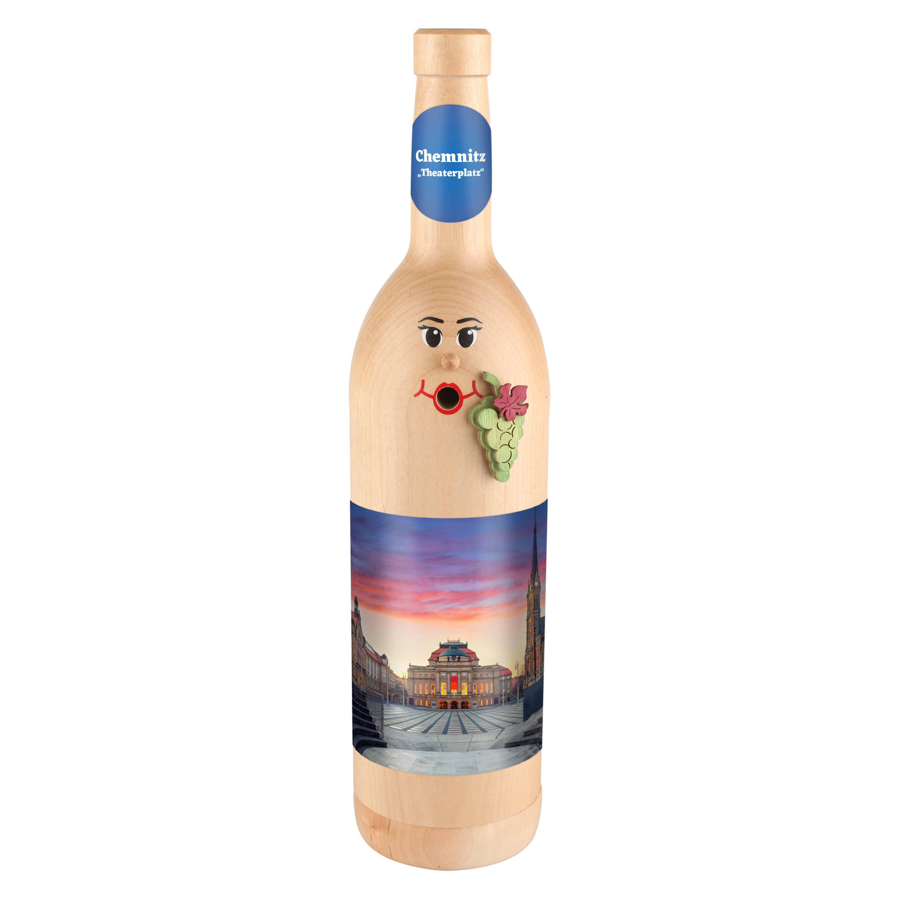 Räucherflasche Räucherfigur Rauchfigur Räuchermännchen Wein Wackerbarth 0,7 natur - "Chemnitz Theaterplatz"