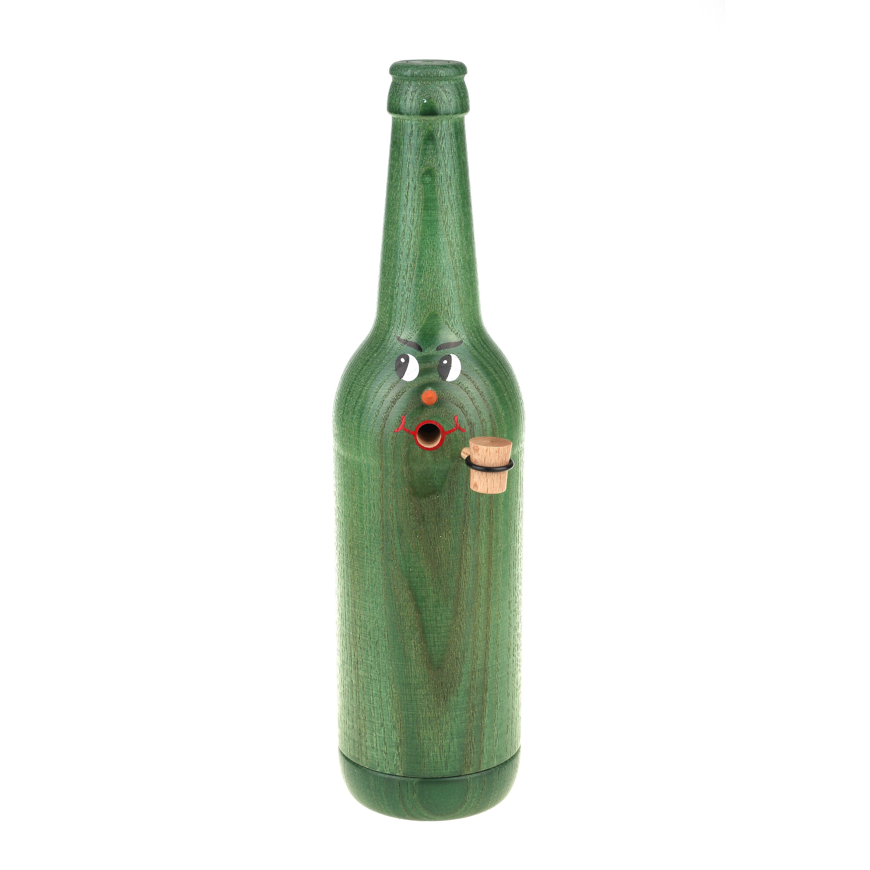 Räucherflasche Räucherfigur Rauchfigur Räuchermännchen Bier Longneck 0,5 - grün