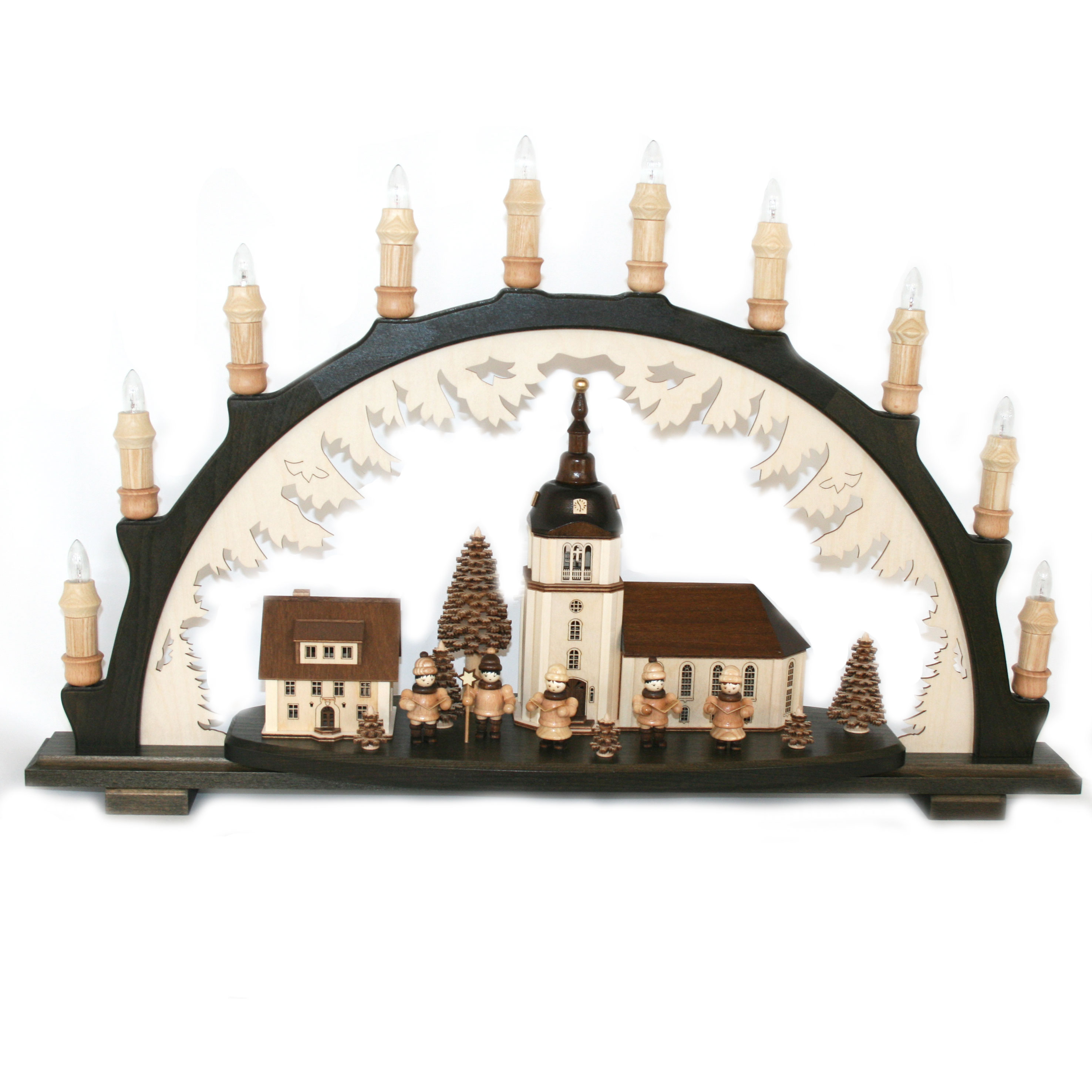 3D Schwibbogen Lichterbogen - Motiv: "Dorfkirche" dunkel 3D Schwibbogen Lichterbogen - Motiv: "Dorfkirche" dunkel