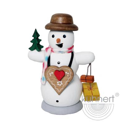 Kuhnert Rauchfigur Schneemann - Räucherfigur Räuchermännchen - mit Lebkuchenherz