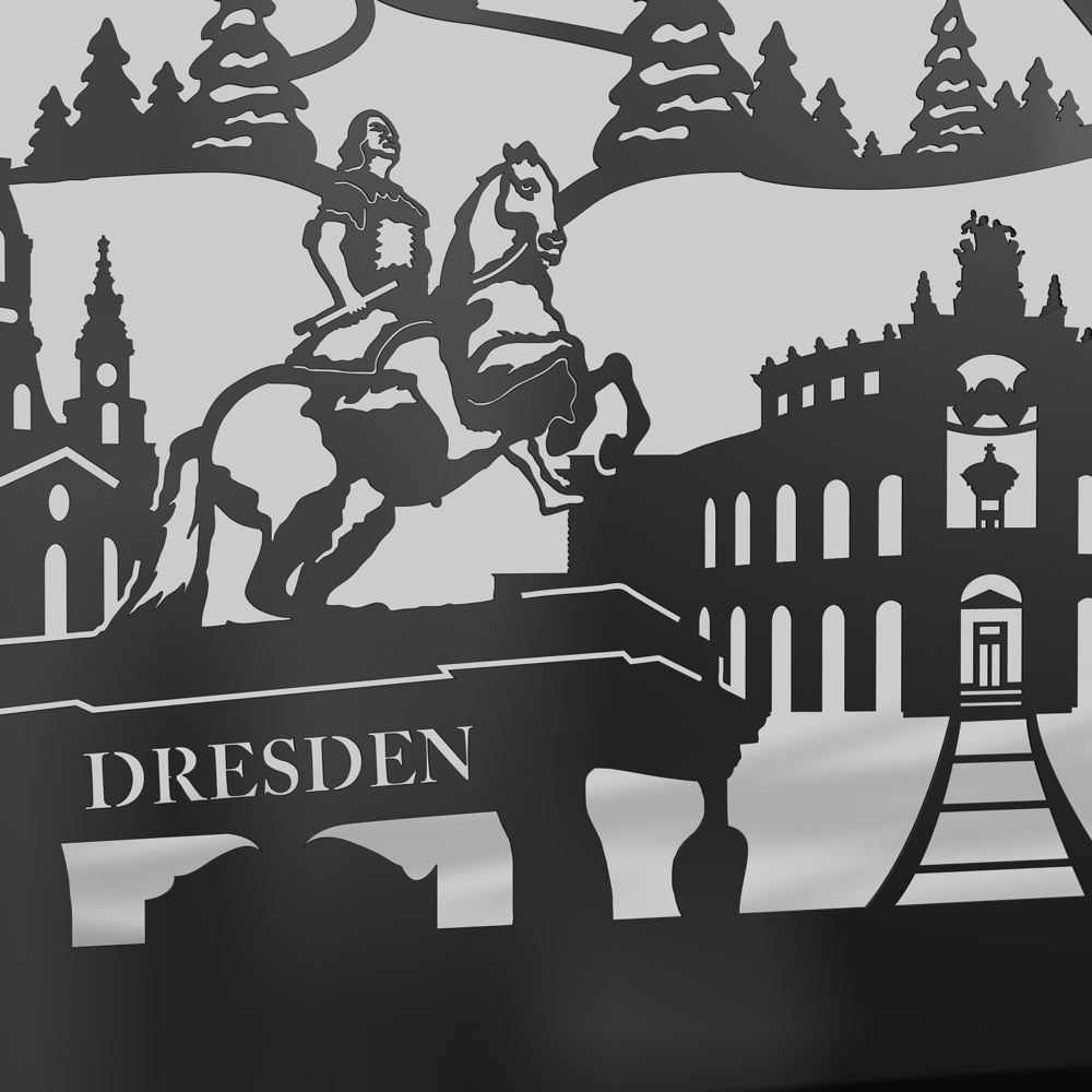 Außenschwibbogen Schwibbogen Lichterbogen Metall - Motiv: Dresden 1,2 m tiefschwarz (RAL 9005) glänzend