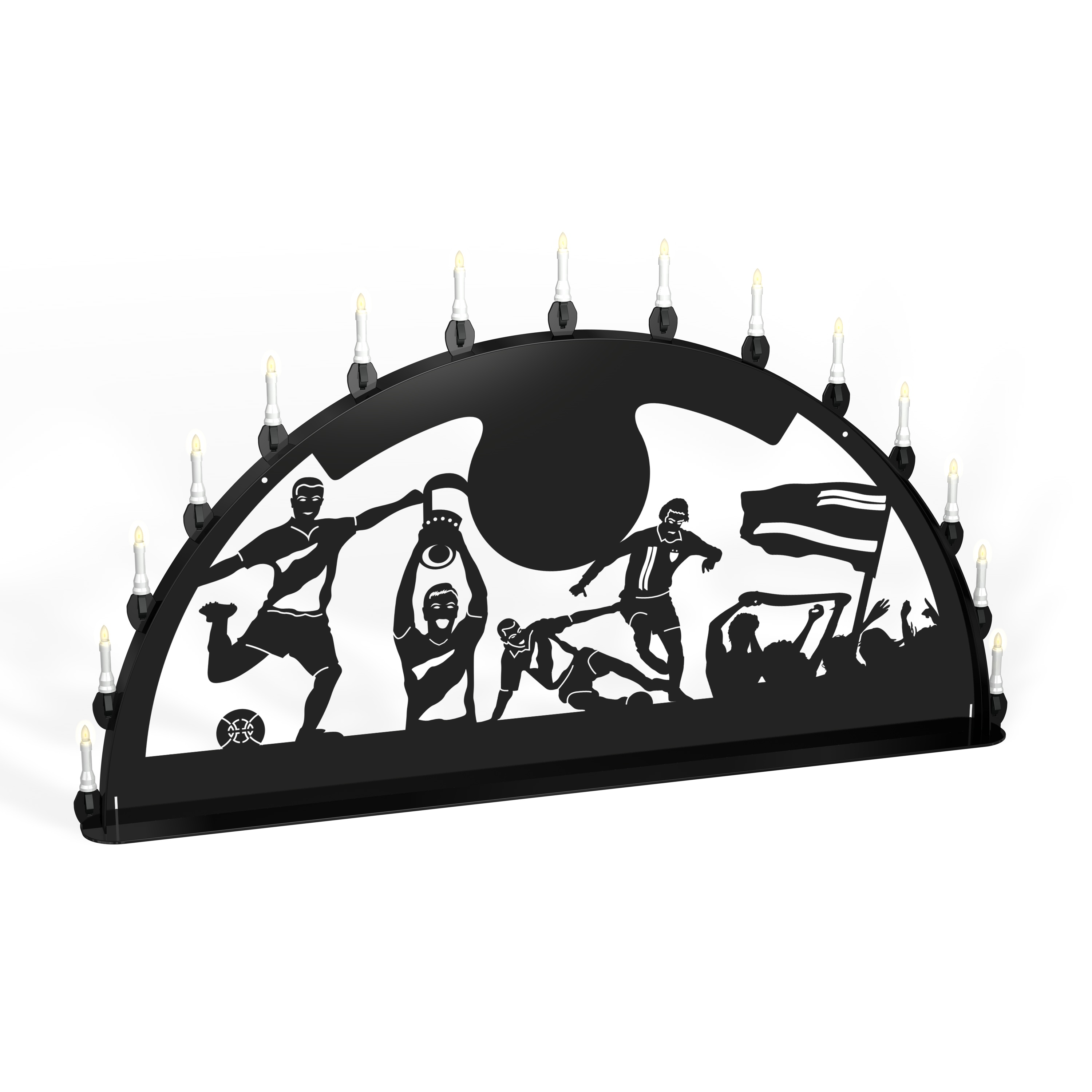 Außenschwibbogen Schwibbogen Lichterbogen Metall - Motiv: Fußball 1 m tiefschwarz (RAL 9005) glänzend Außenschwibbogen Schwibbogen Lichterbogen Metall - Motiv: Fußball 1 m tiefschwarz (RAL 9005) glänzend