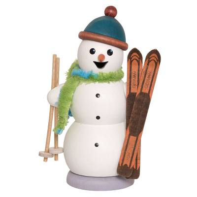 Kuhnert Rauchfigur Schneemann - Räucherfigur Räuchermännchen - als Skifahrer