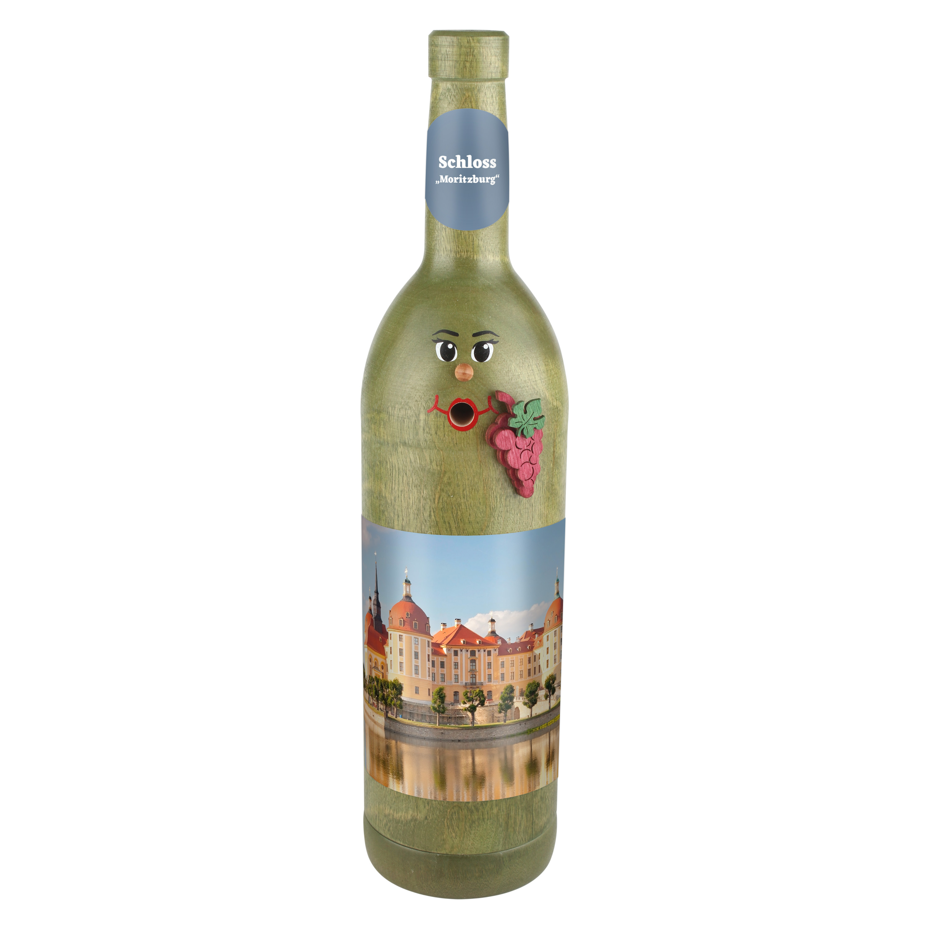 Räucherflasche Räucherfigur Rauchfigur Räuchermännchen Wein Wackerbarth 0,7 grün - "Schloss Moritzburg" 