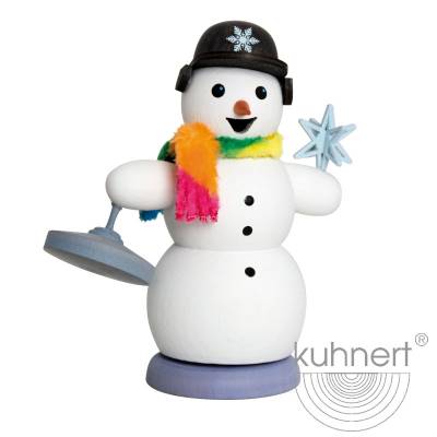 Kuhnert Rauchfigur Schneemann - Räucherfigur Räuchermännchen - mit Eisstock