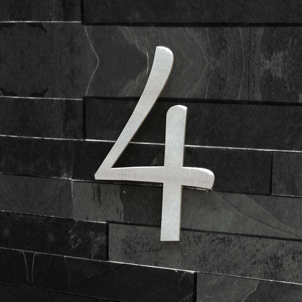 Hausnummer Klassisch - "4" - 15 cm - RAL 9007 graualuminium wie silber