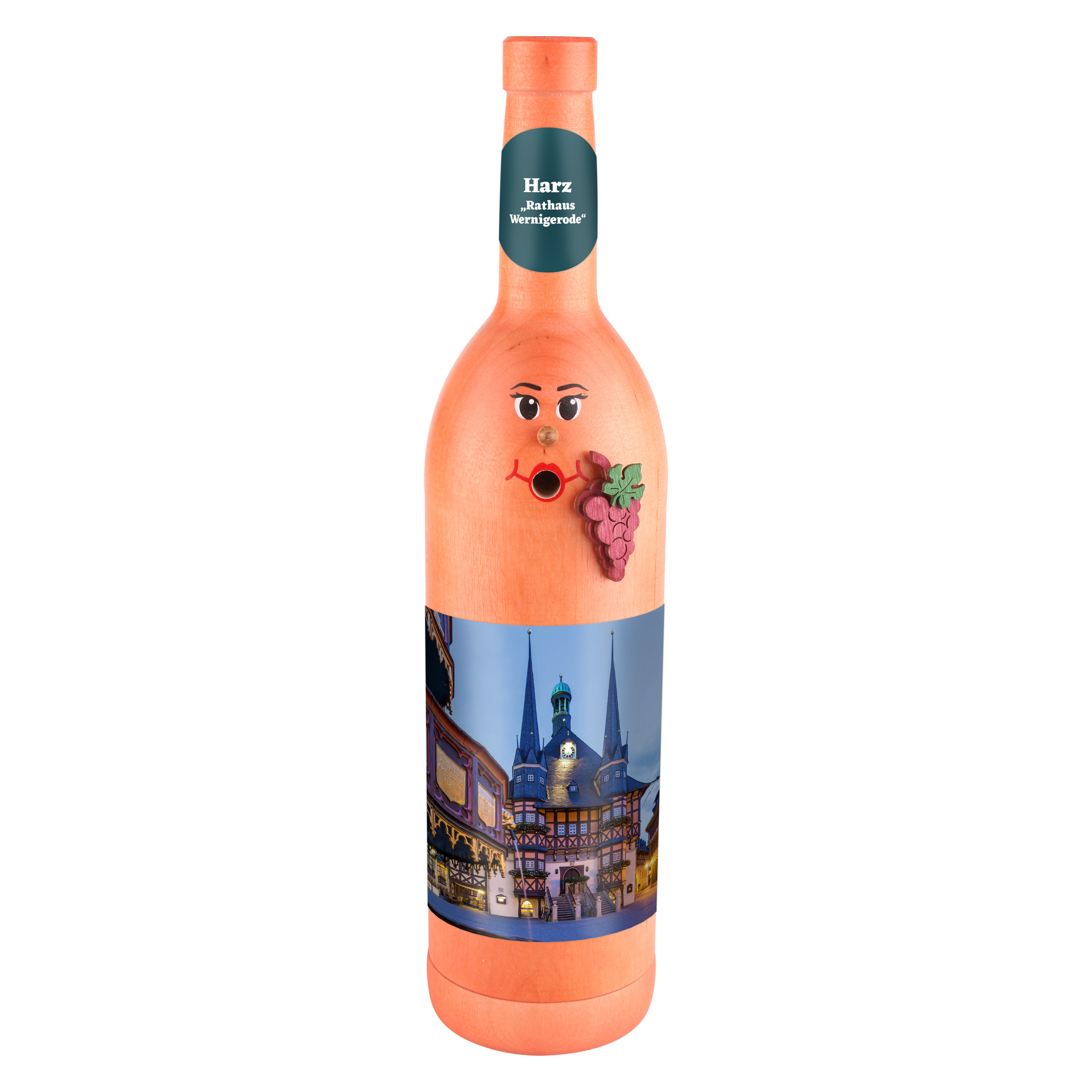Räucherflasche Räucherfigur Rauchfigur Räuchermännchen Wein Wackerbarth 0,7 rose - "Harz Rathaus Wernigerode"