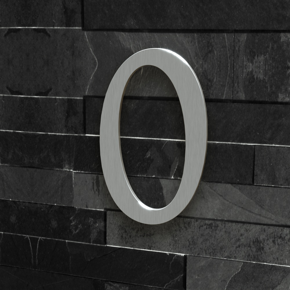 Hausnummer Klassisch - "0" - 15 cm - Edelstahl gebürstet