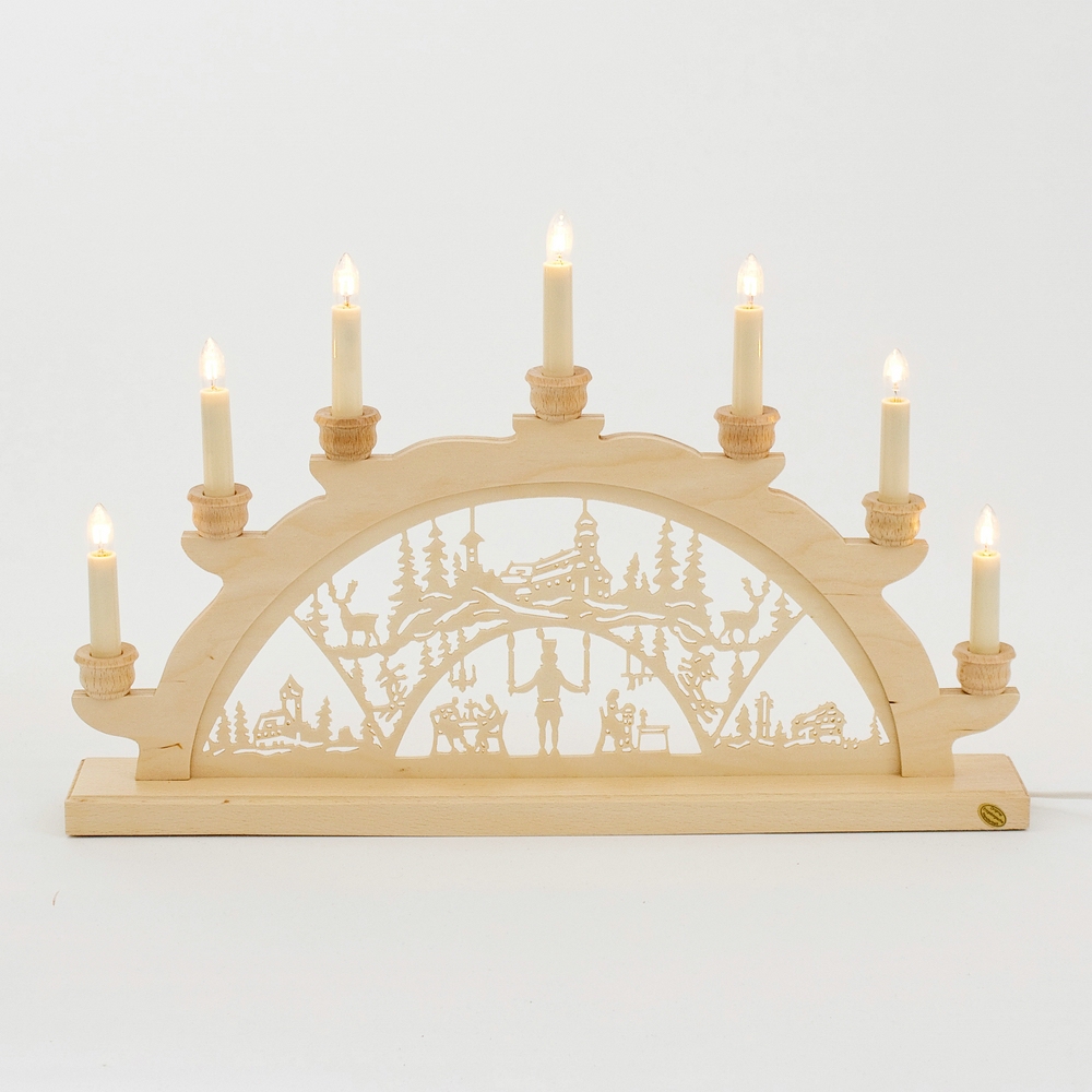 Holz Schwibbogen Lichterbogen - Motiv: Fichtelberg  (verschiedene Größen wählbar)