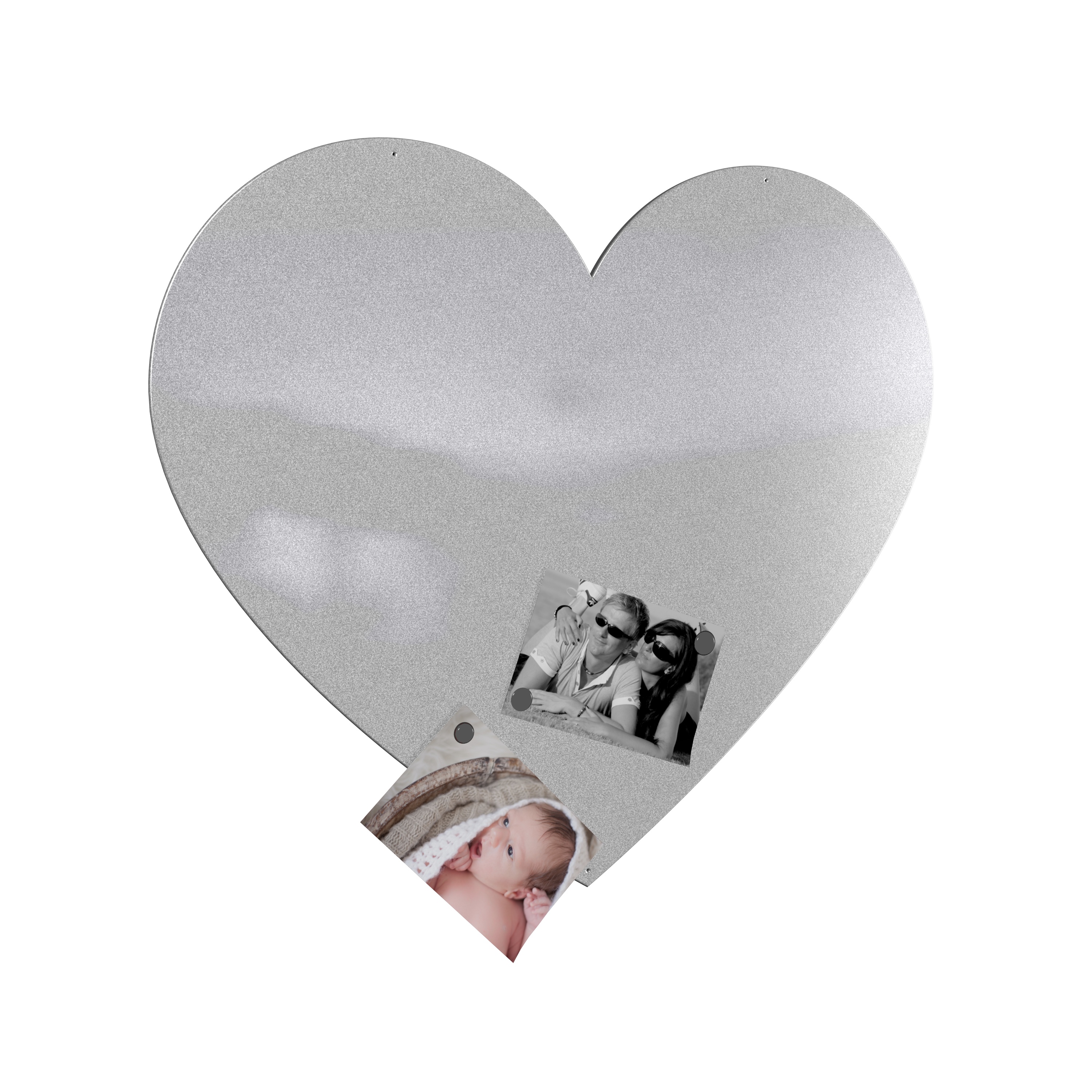 Magnetwand Magnettafel Memoboard - Herz - RAL 9007 graualuminium silber