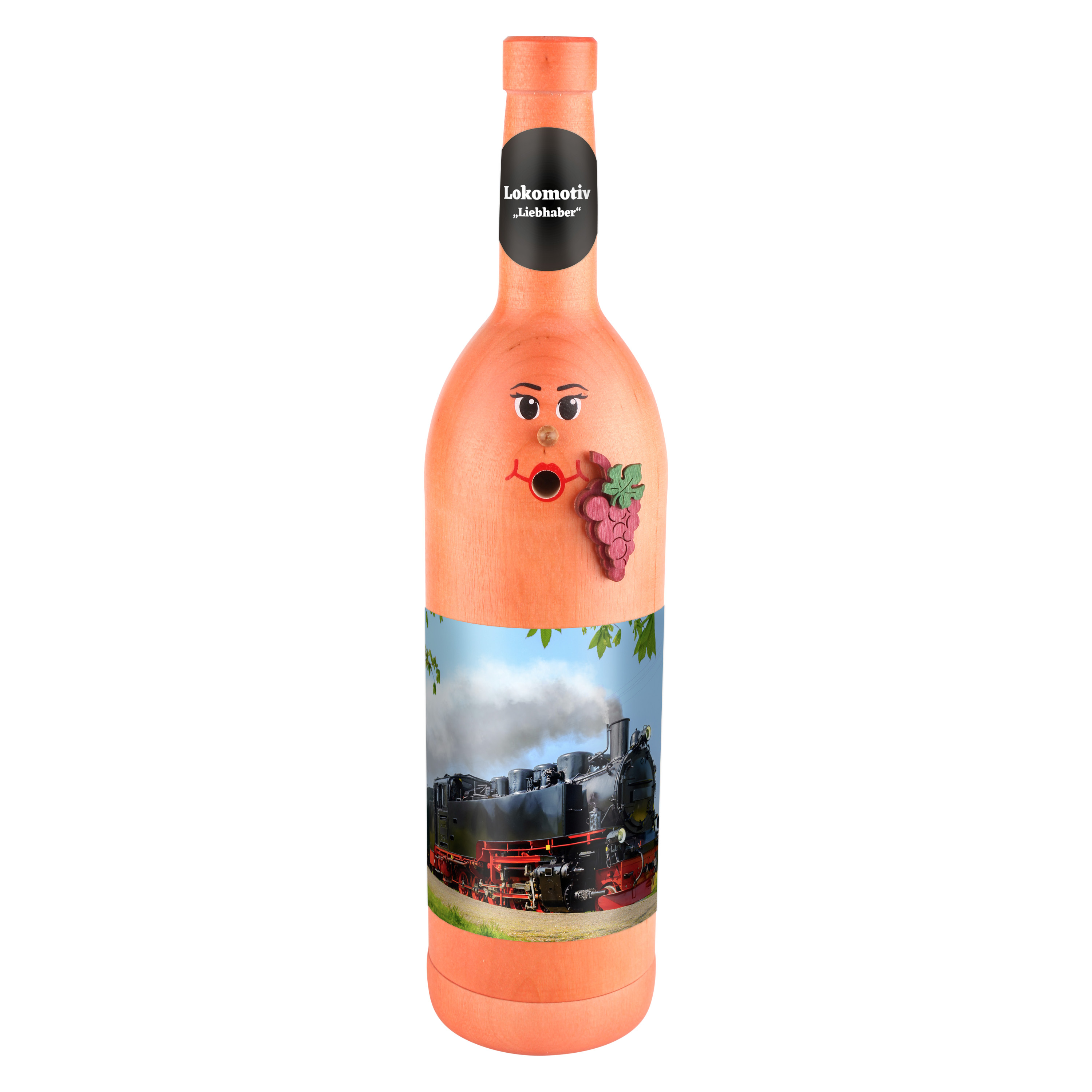 Räucherflasche Räucherfigur Rauchfigur Räuchermännchen Wein Wackerbarth 0,7 rose - "Lokomotive Liebhaber" 