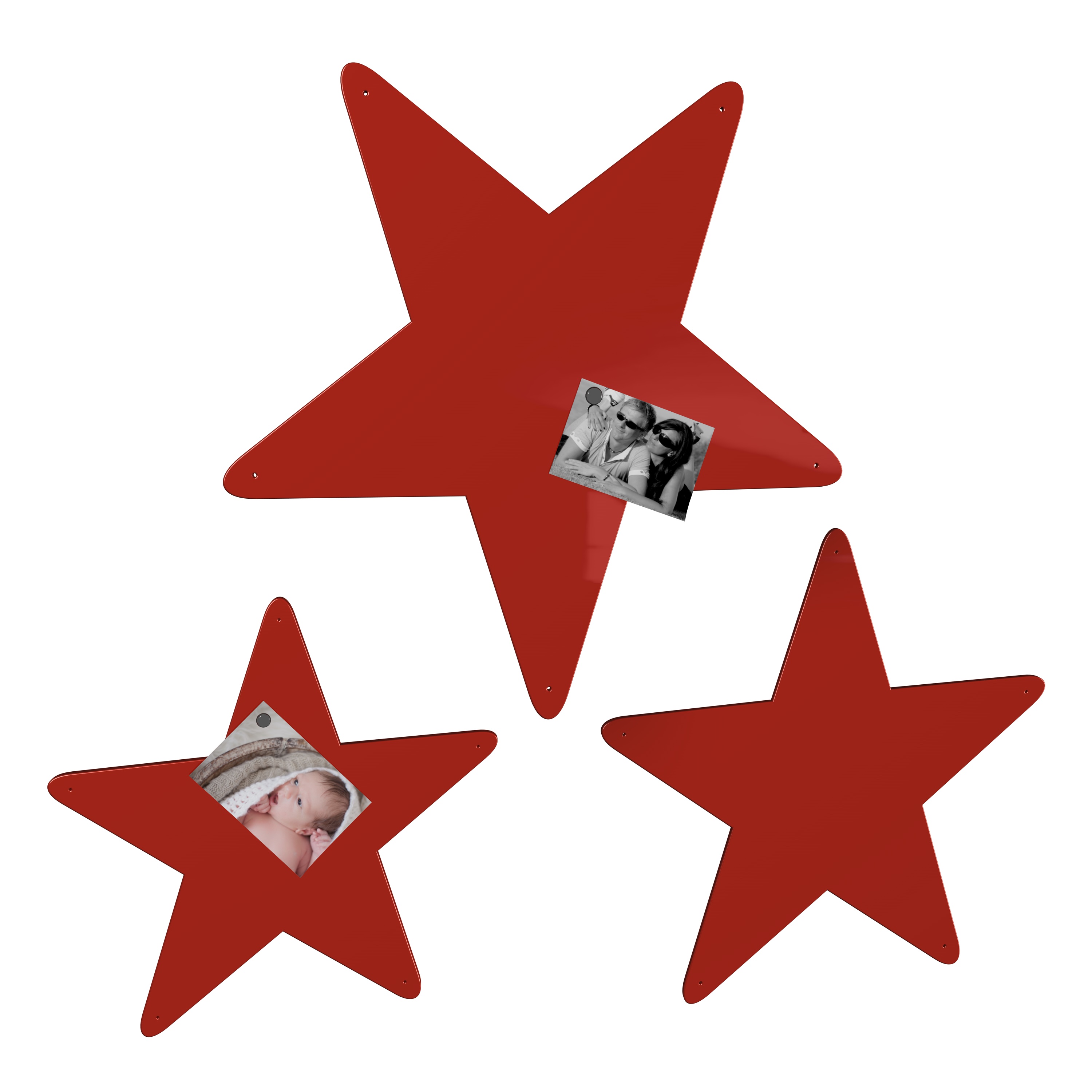 Magnetwand Magnettafel Memoboard - Sterne 3er-Set - RAL 3020 verkehrsrot rot