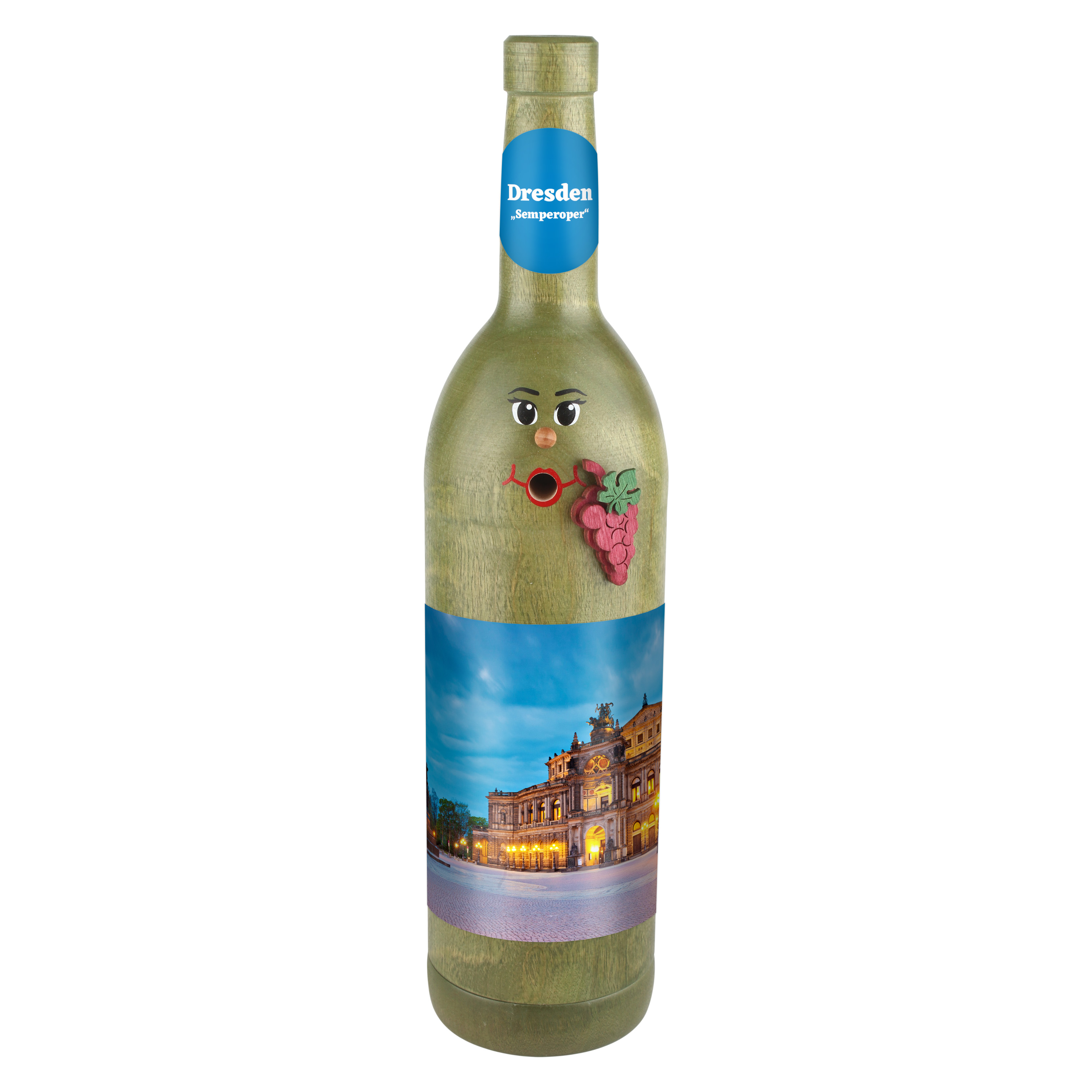 Räucherflasche Räucherfigur Rauchfigur Räuchermännchen Wein Wackerbarth 0,7 grün - "Dresden Semperoper" 