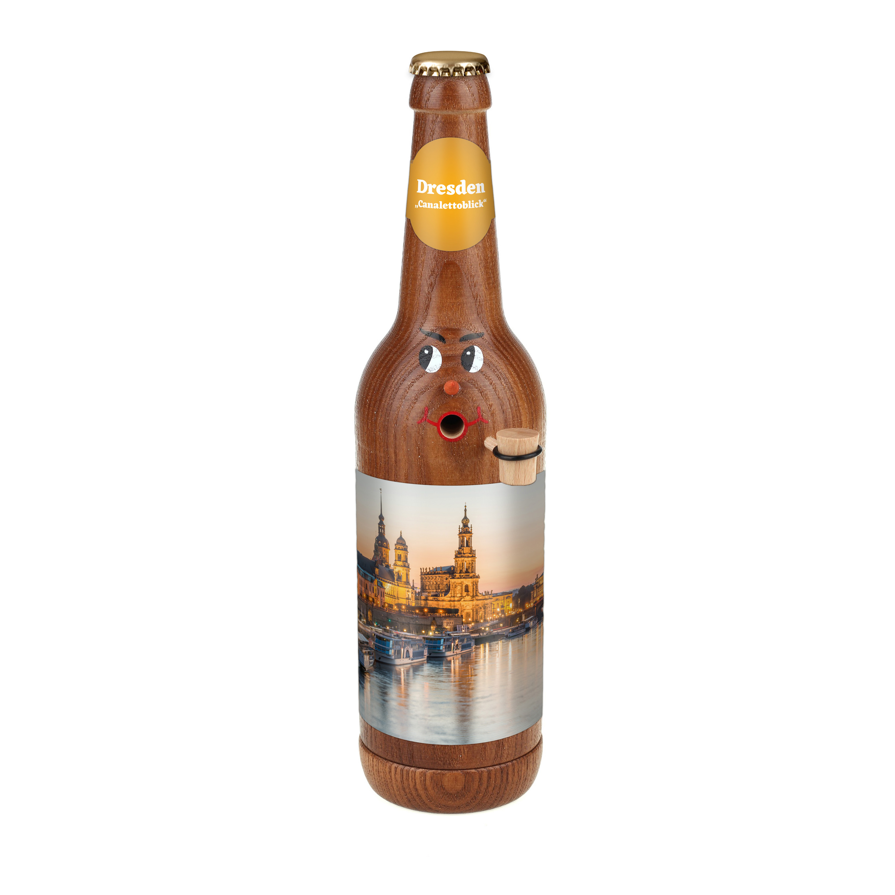 Räucherflasche Bier Longneck 0,5 braun - "Dresden Canalettoblick"