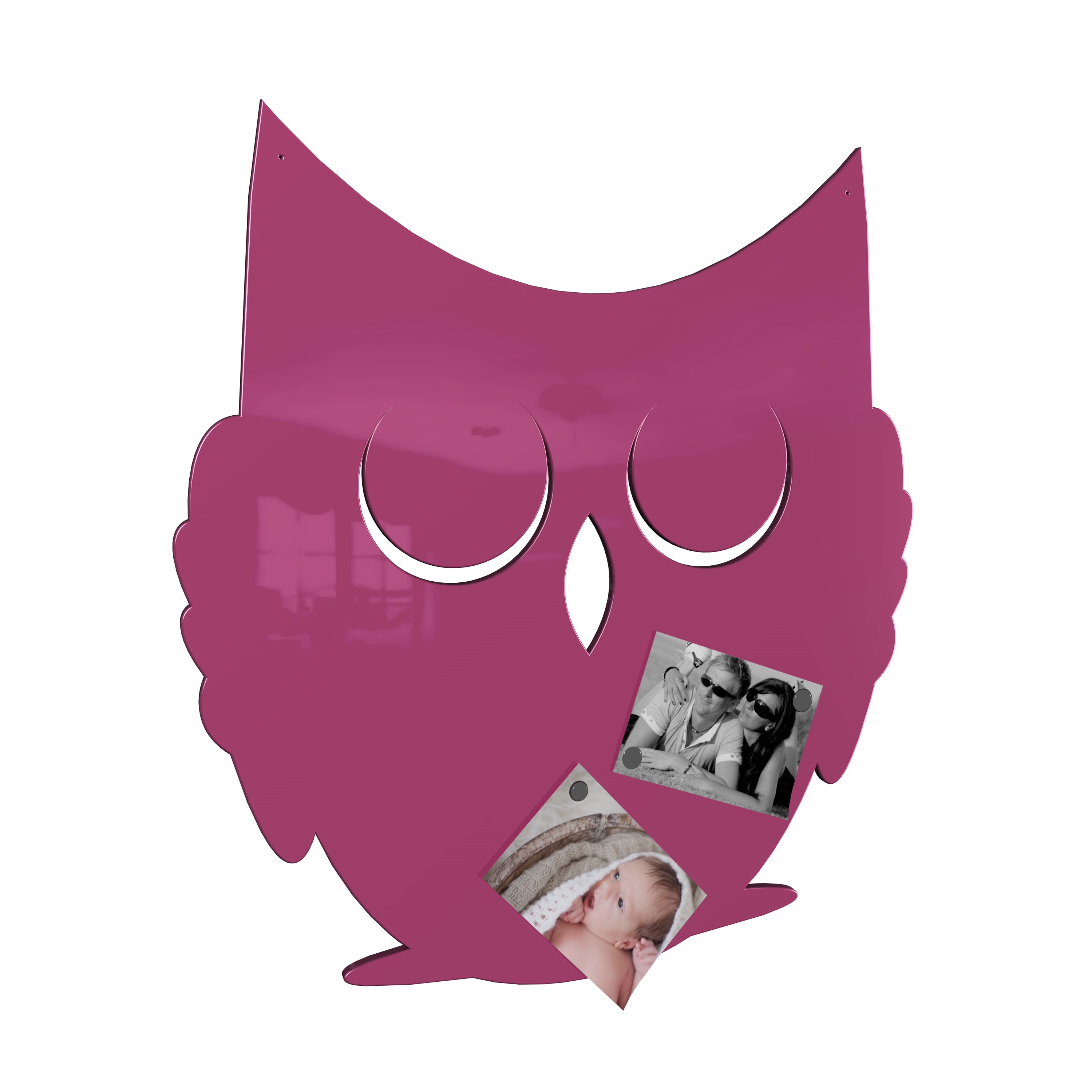 Magnetwand Magnettafel Memoboard - Eule - RAL 4010 telemagenta pink rosa