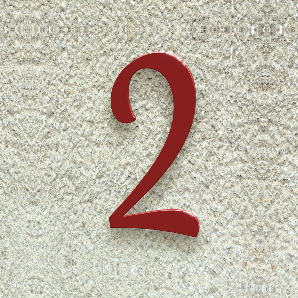 Hausnummer Klassisch - "2" - 20 cm - RAL 3001 signalrot wie rot