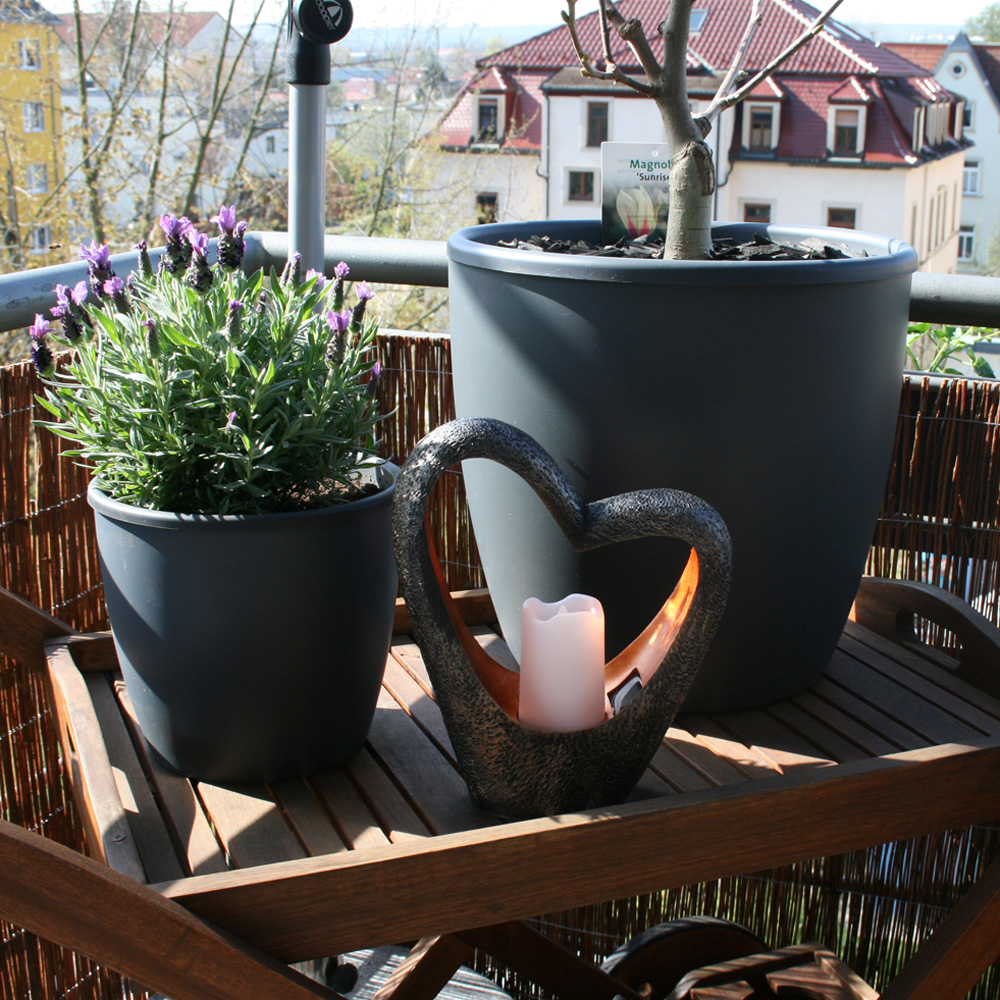 LED Solarlampe Solarleuchte für Außenbereich (Außen IP44) (LED Solar Deckoleuchte Herz mit Kerze braun kupfer) 
