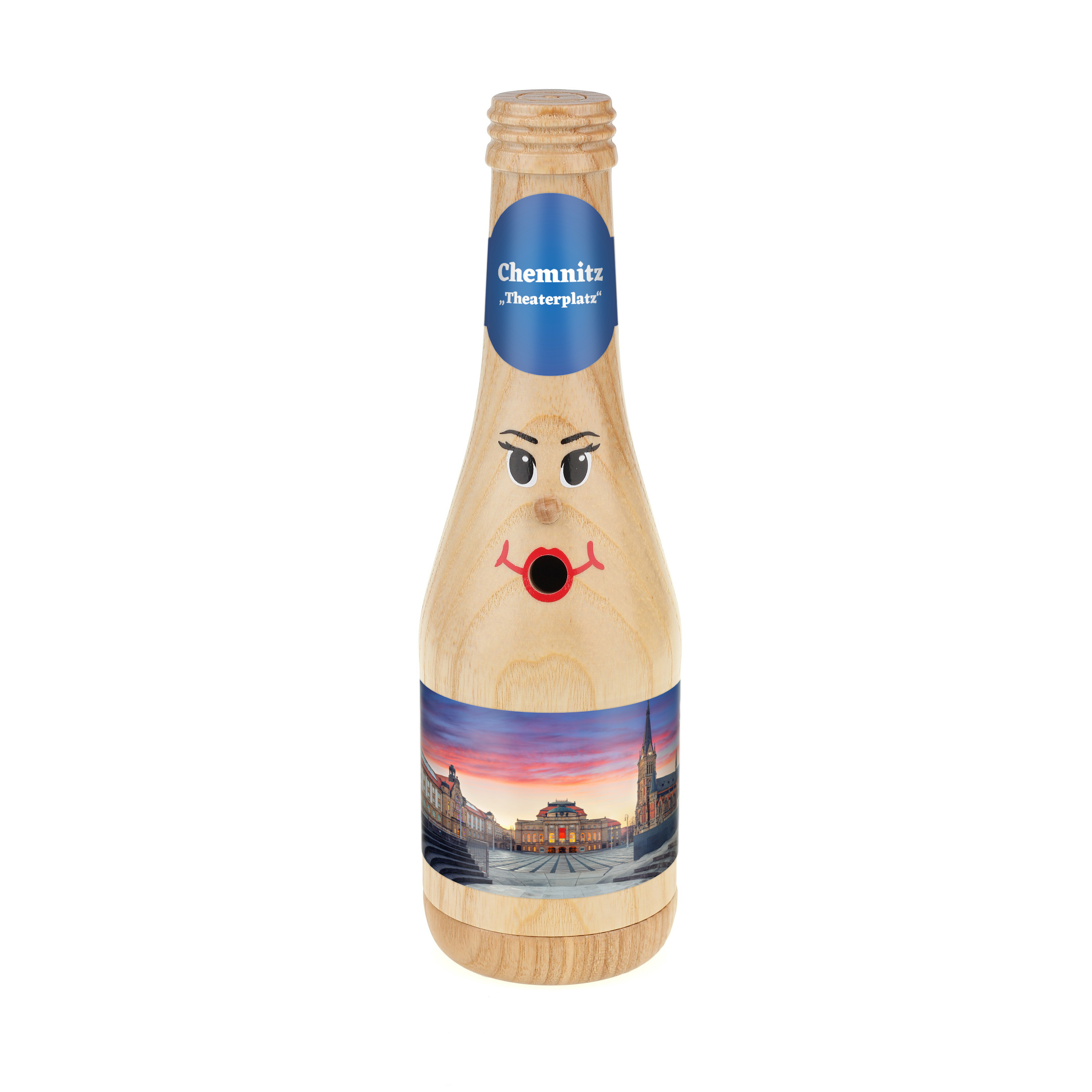 Räucherflasche Räucherfigur Rauchfigur Räuchermännchen Sekt 0,2 natur - "Chemnitz Theaterplatz" 