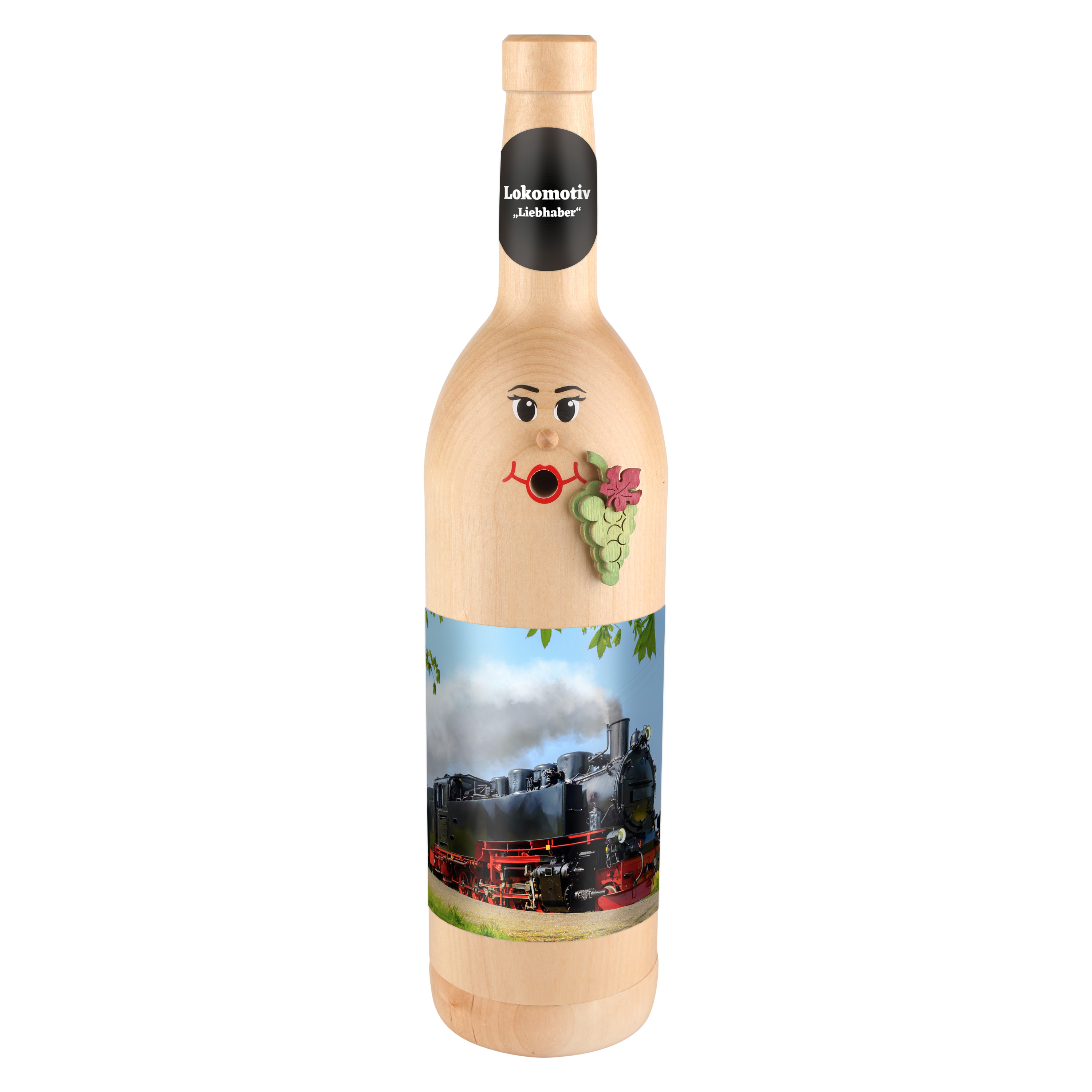 Räucherflasche Räucherfigur Rauchfigur Räuchermännchen Wein Wackerbarth 0,7 natur - "Lokomotive Liebhaber" 