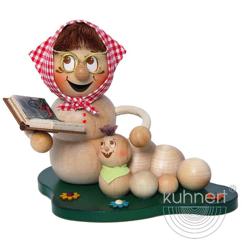 Kuhnert Rauchwurm Rudi - Rauchfigur Räuchermännchen - Oma mit Enkel