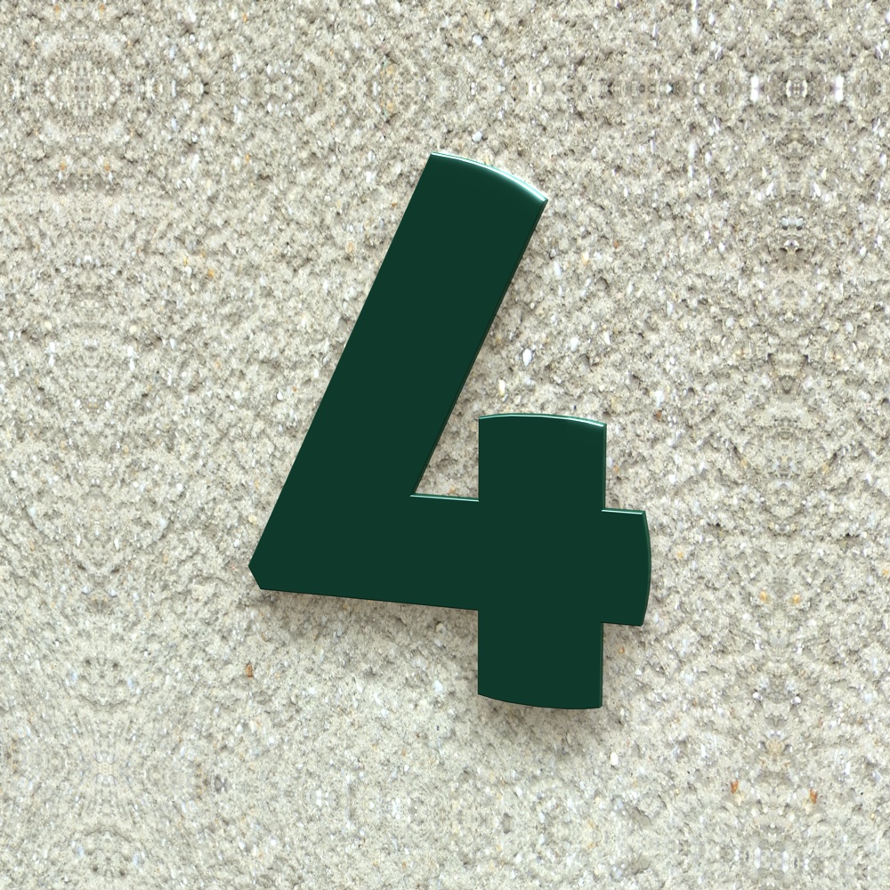 Hausnummer Modern - "4" - 15 cm - RAL 6005 moosgrün grün