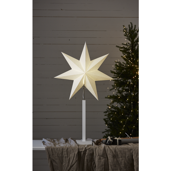 Papiersternleuchte Weihnachtsstern Stern Leuchte mit Holzfuß / Ständer