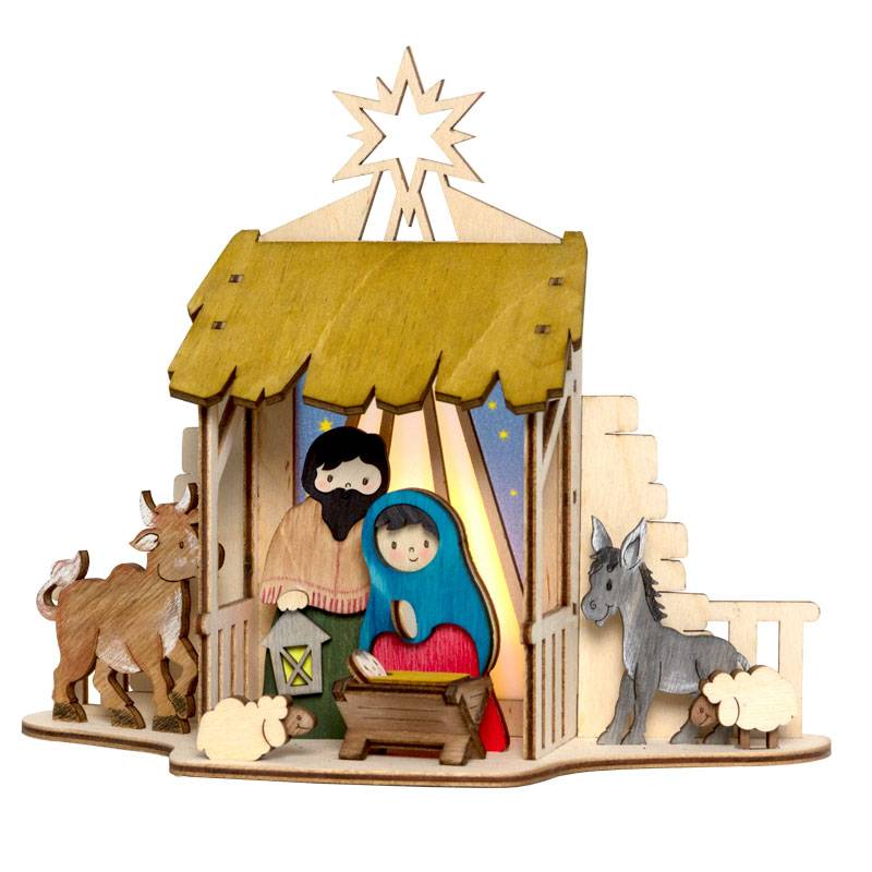 Bastelset aus Holz für Kinder "Teelichthalter Krippe" Weihnachten Bastelset aus Holz für Kinder "Teelichthalter Krippe" Weihnachten