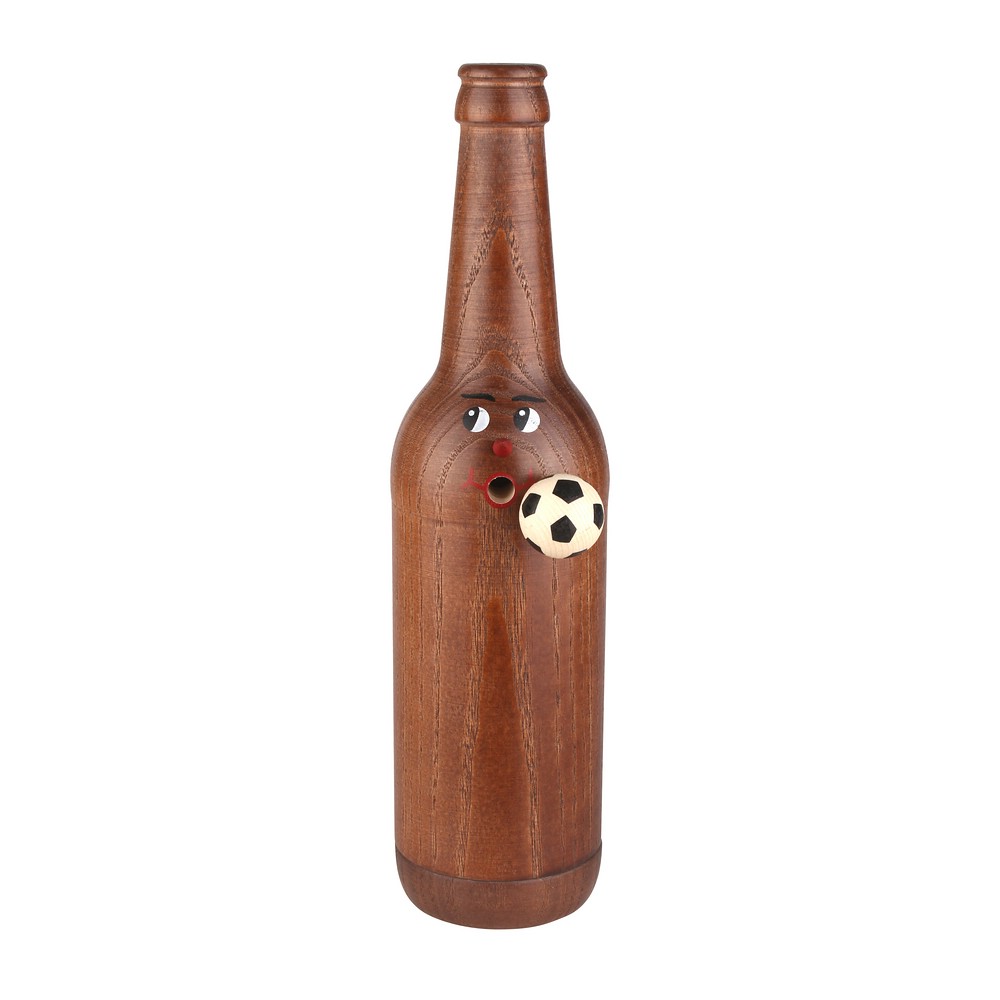 Räucherflasche Räucherfigur Rauchfigur Räuchermännchen Bier Longneck 0,5 - braun (Fußball zur Selbstgestaltung)