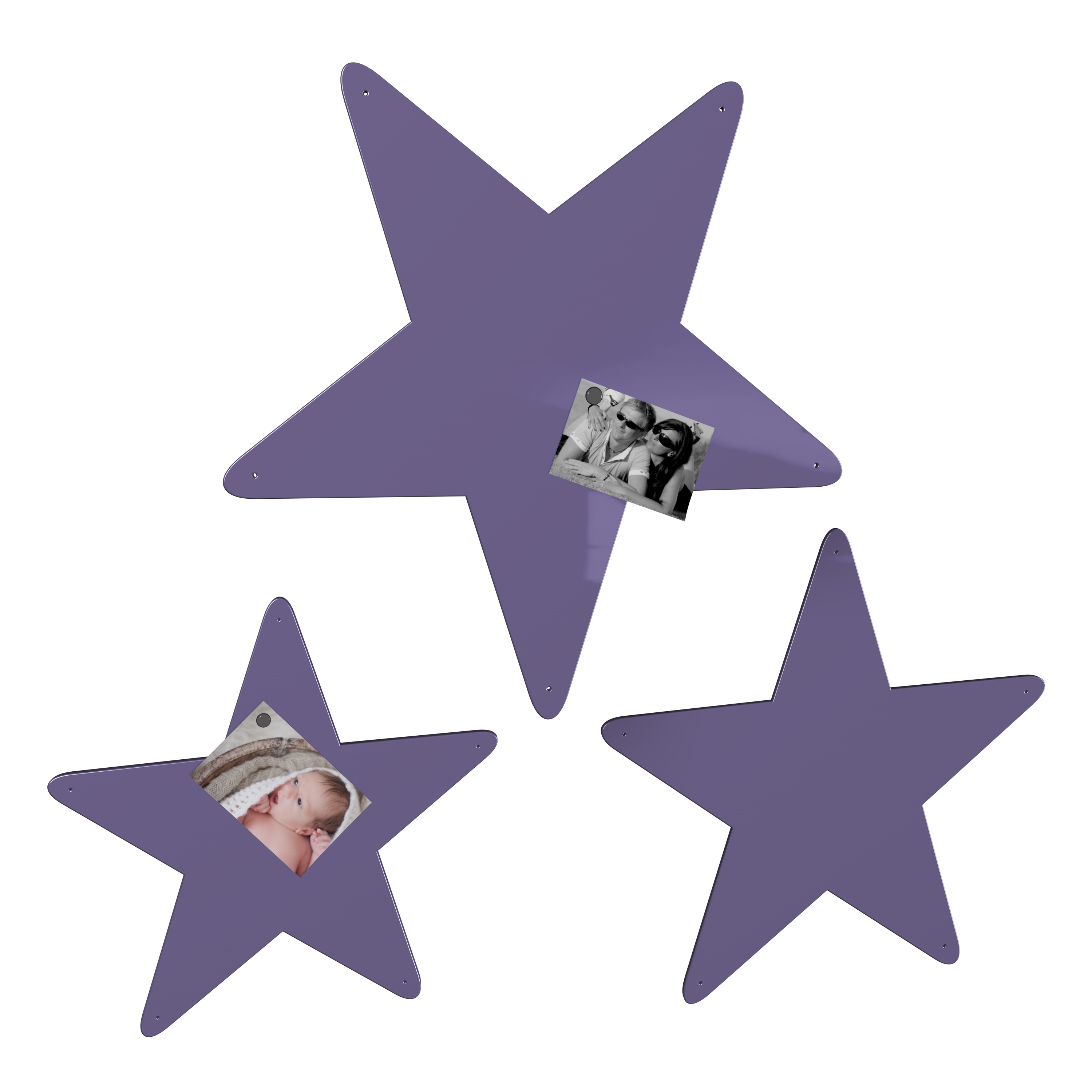 Magnetwand Magnettafel Memoboard - Sterne 3er-Set - RAL 4005 blaulila flieder lila