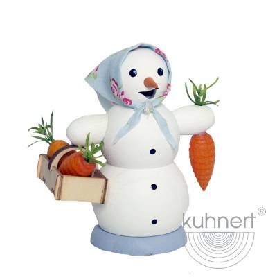 Kuhnert Rauchfigur Schneemann - Räucherfigur Räuchermännchen - mit Möhrenkorb
