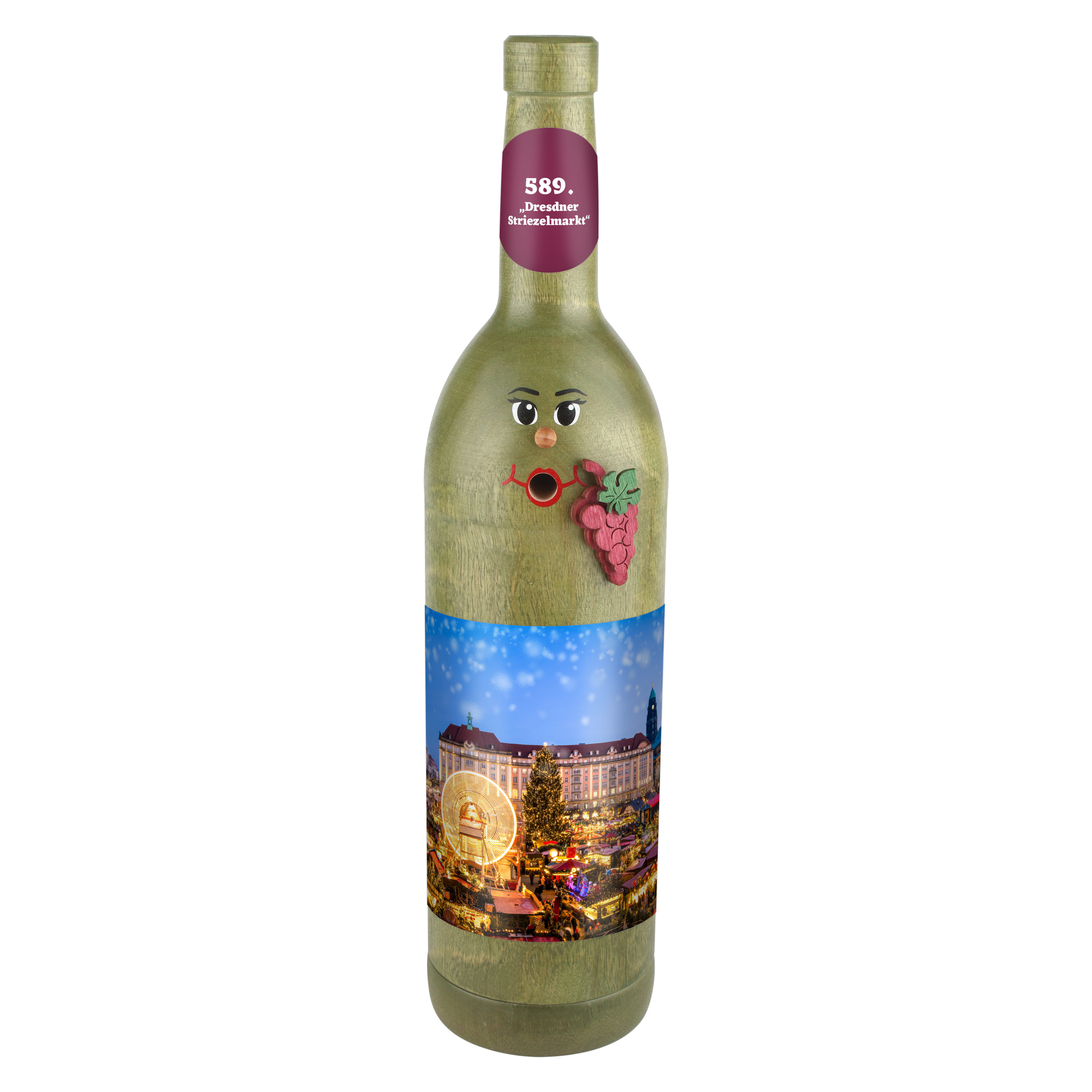 Räucherflasche Räucherfigur Rauchfigur Räuchermännchen Wein Wackerbarth 0,7 grün - "Dresden Striezelmarkt"